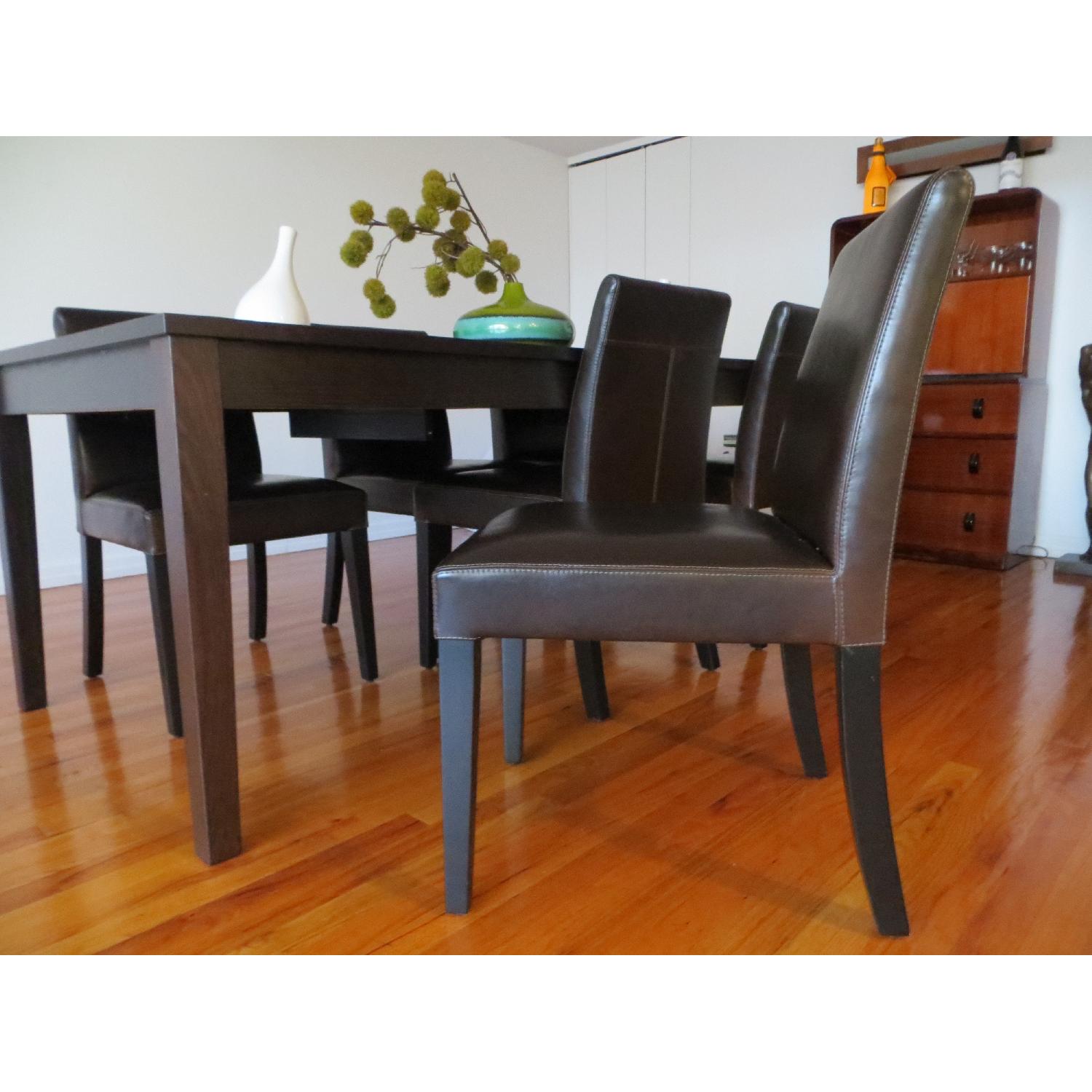 Crate & Barrel Extension Dining Table w/ 6 Leather Chairs - image-4