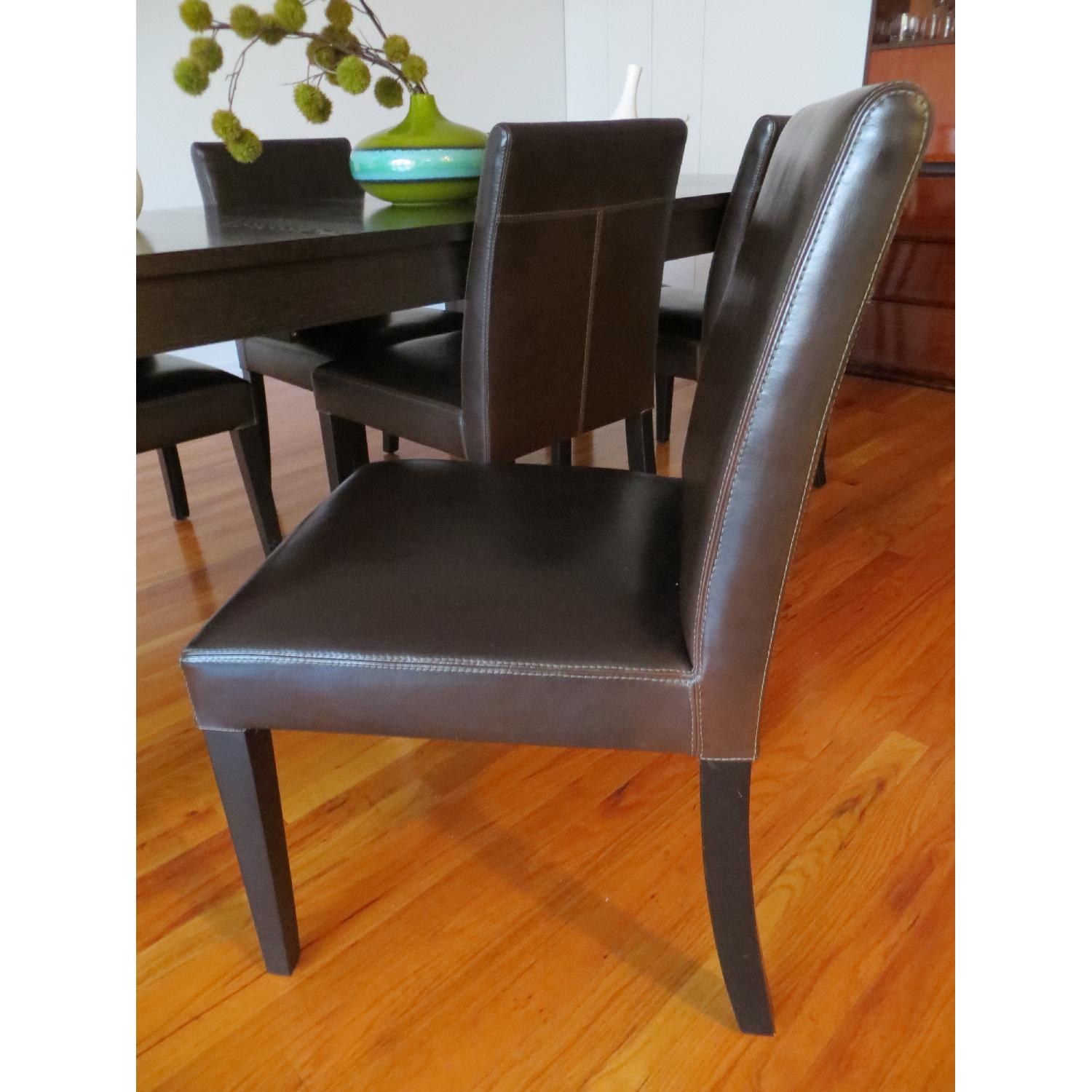 Crate & Barrel Extension Dining Table w/ 6 Leather Chairs - image-7