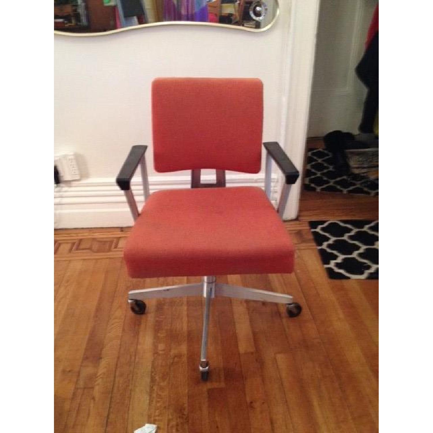 Vintage Office Chair with Brushed Stainless Steel Trim - image-1