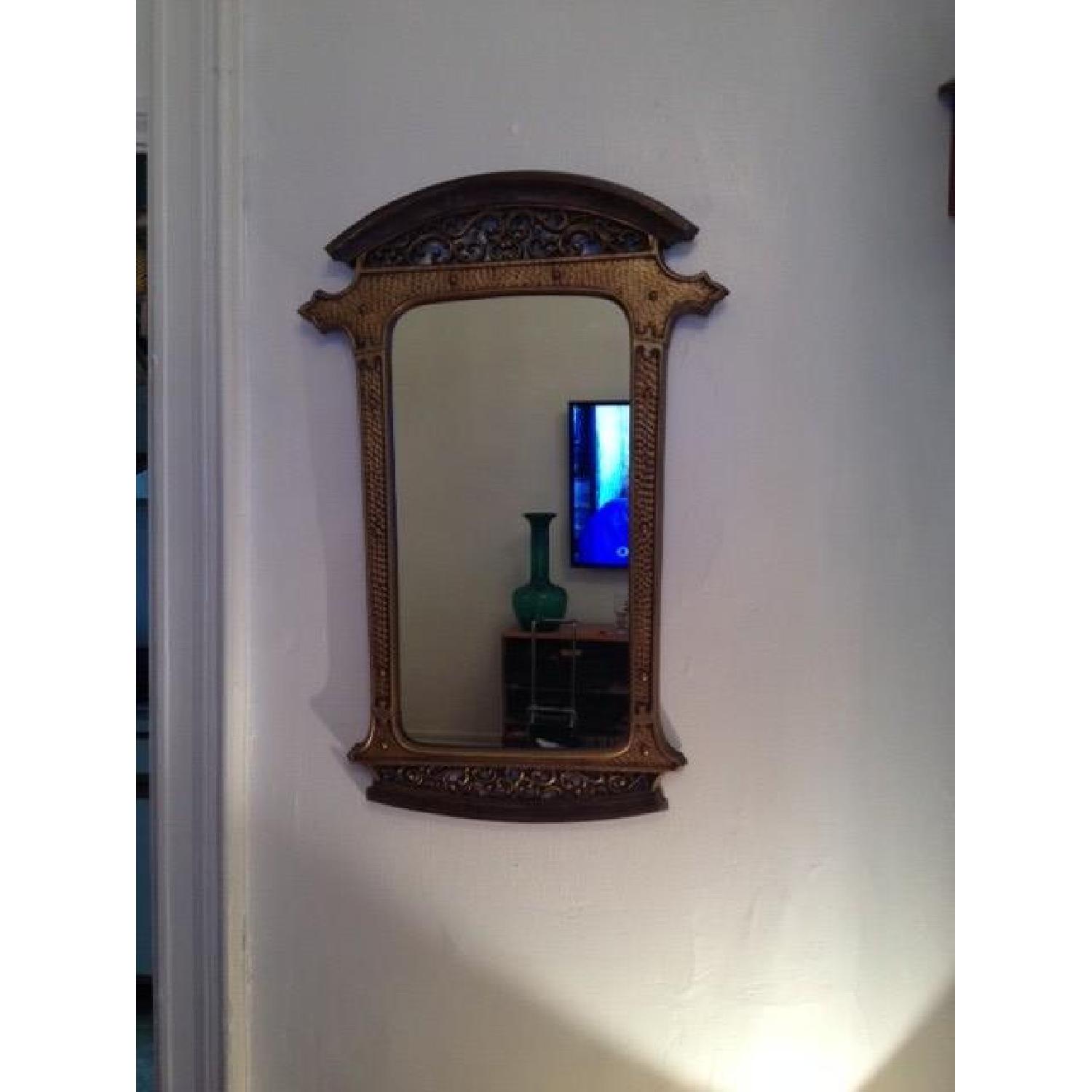 Hammered Metal Mirror with Decorative Trim in Bronze Color - image-4