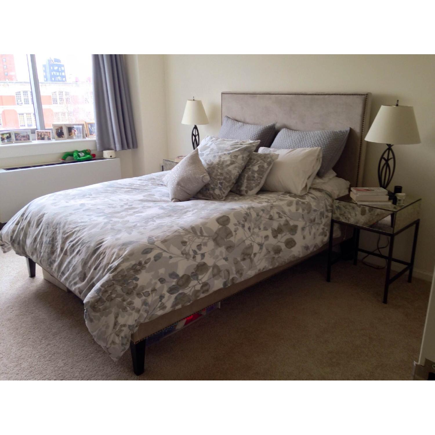 West Elm Upholstered Nailhead Tall/Queen Bed - image-4