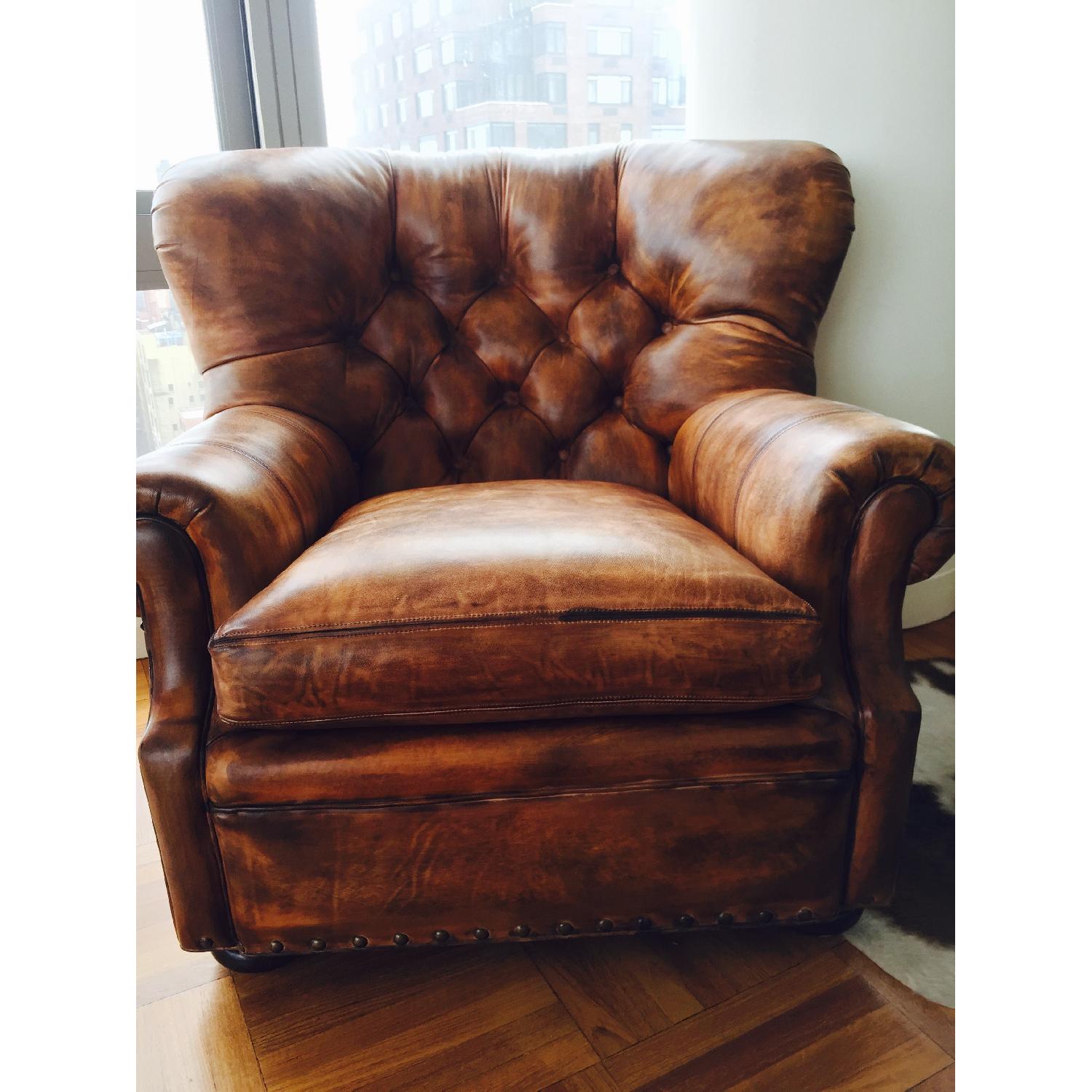 Baker Leather Arm Chair with Nailheads - image-1