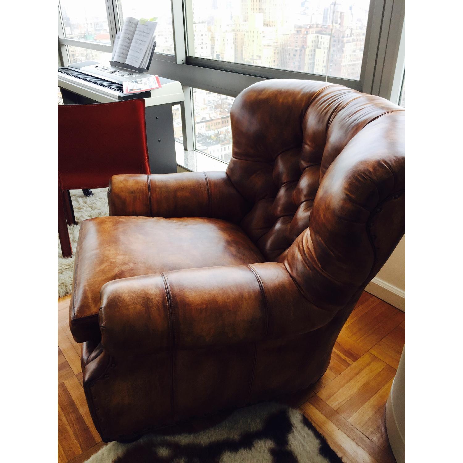 Baker Leather Arm Chair with Nailheads - image-2