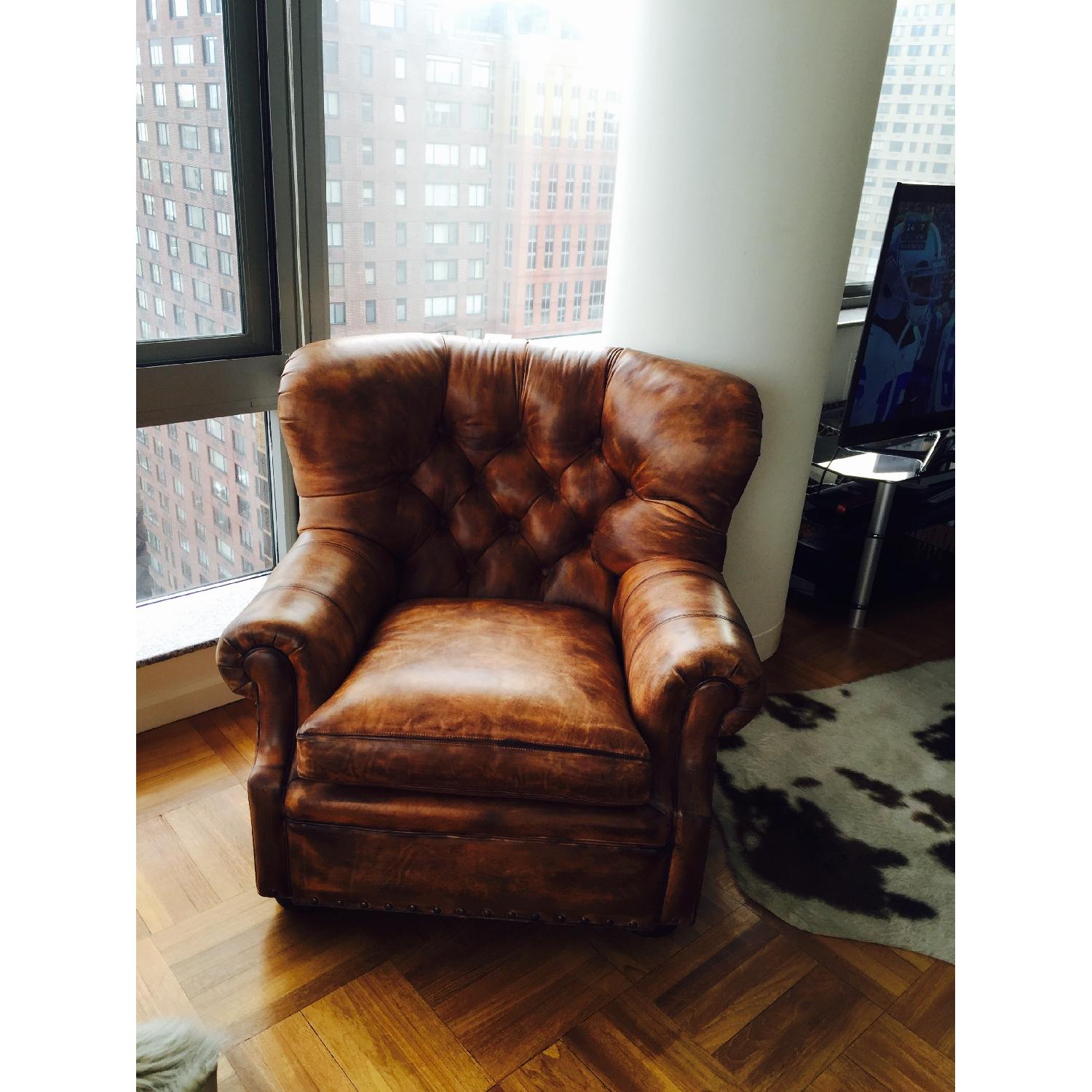 Baker Leather Arm Chair with Nailheads - image-5