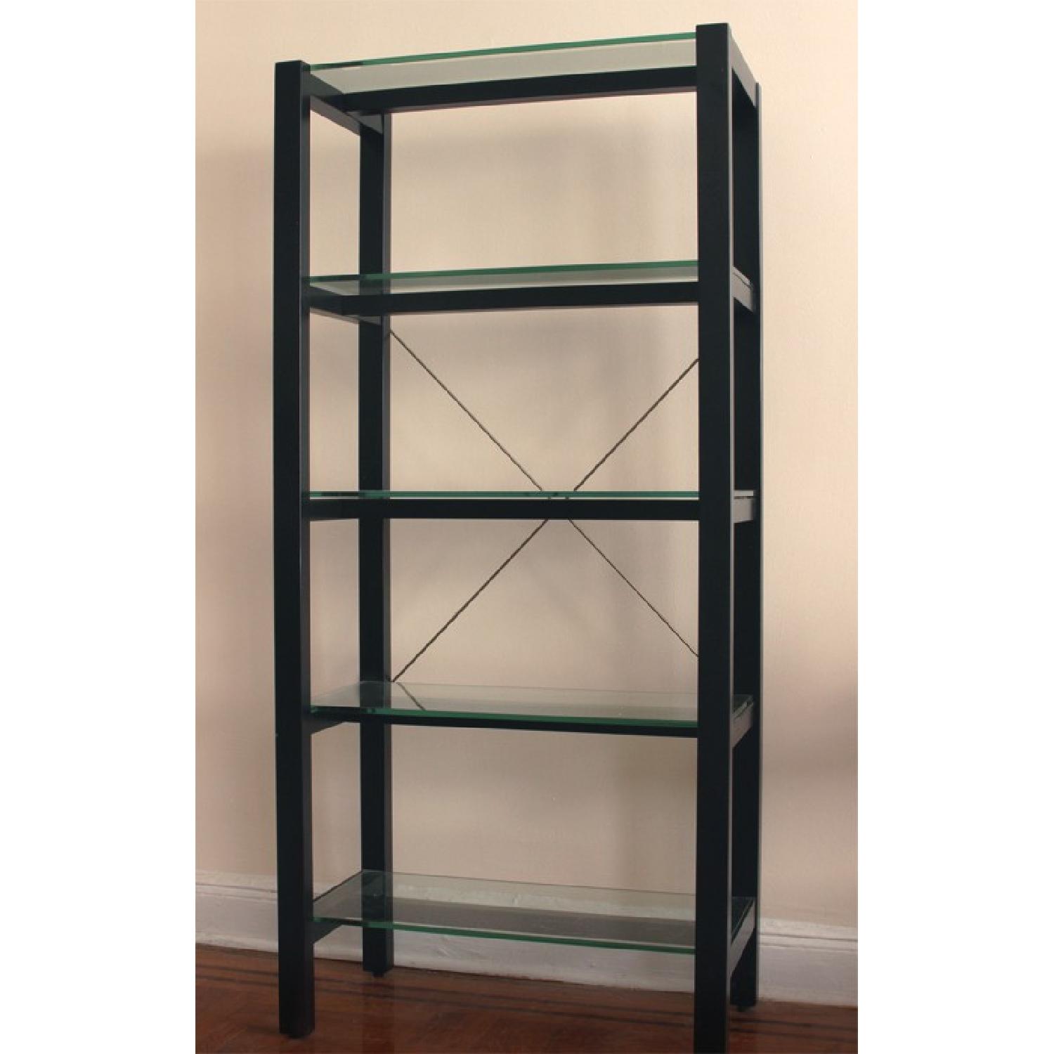 Room & Board Black Frame Bookshelves w/ Glass Shelves - Set of 2 - image-1