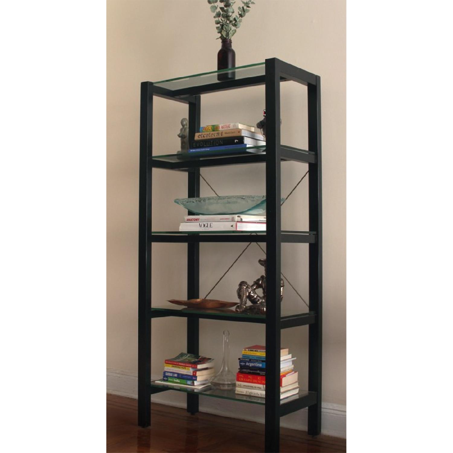 Room & Board Black Frame Bookshelves w/ Glass Shelves - Thumbnail 2