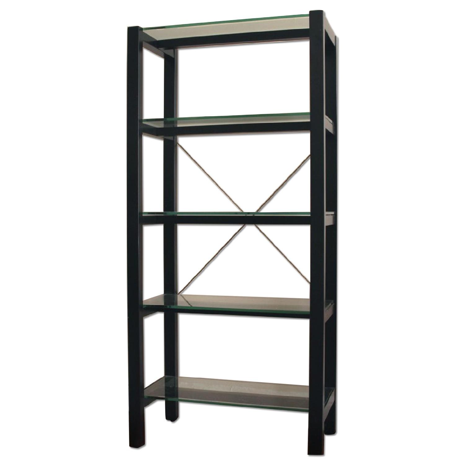 Room & Board Black Frame Bookshelves w/ Glass Shelves