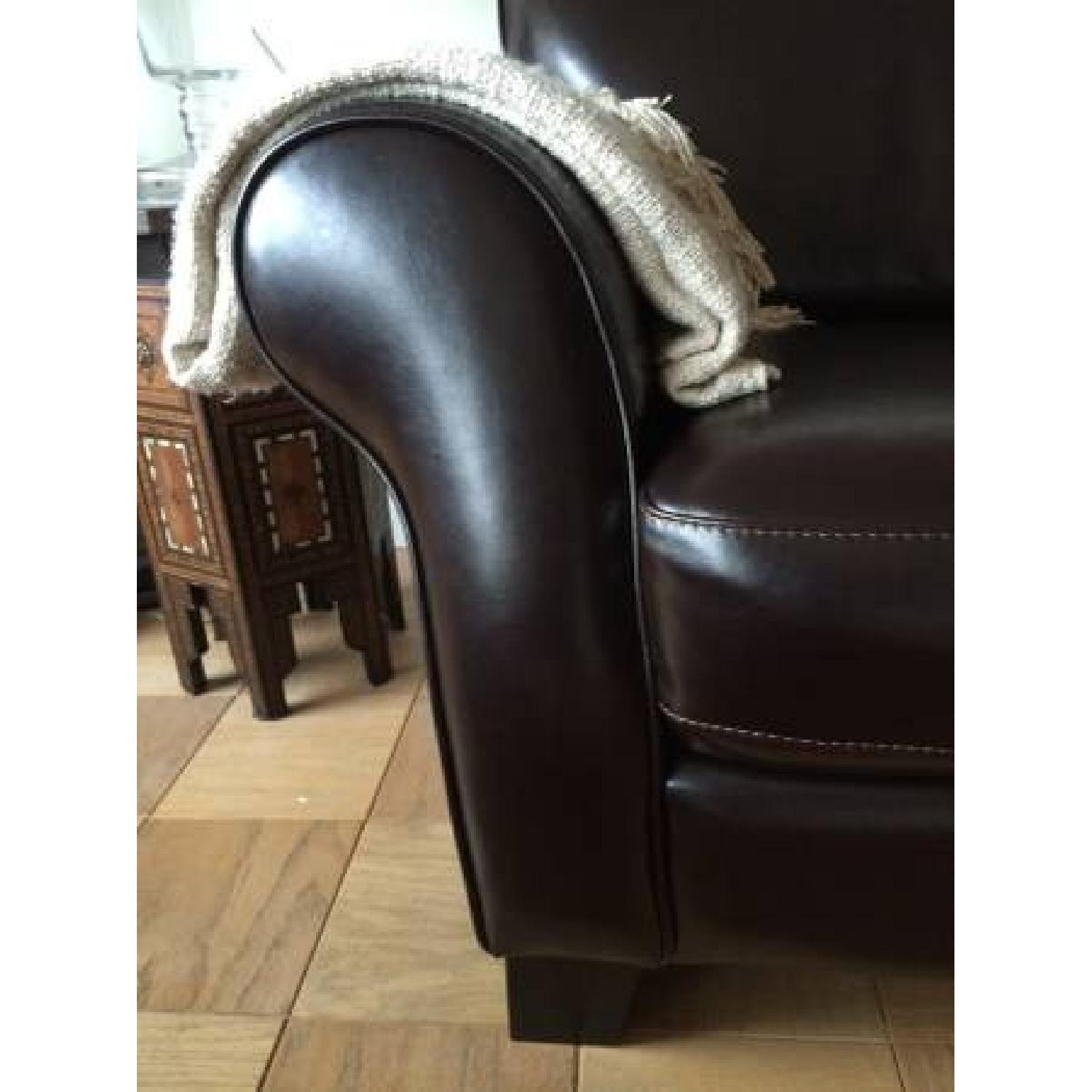 Raymour & Flanigan Dark Brown Leather Sofa + Loveseat Set - image-2