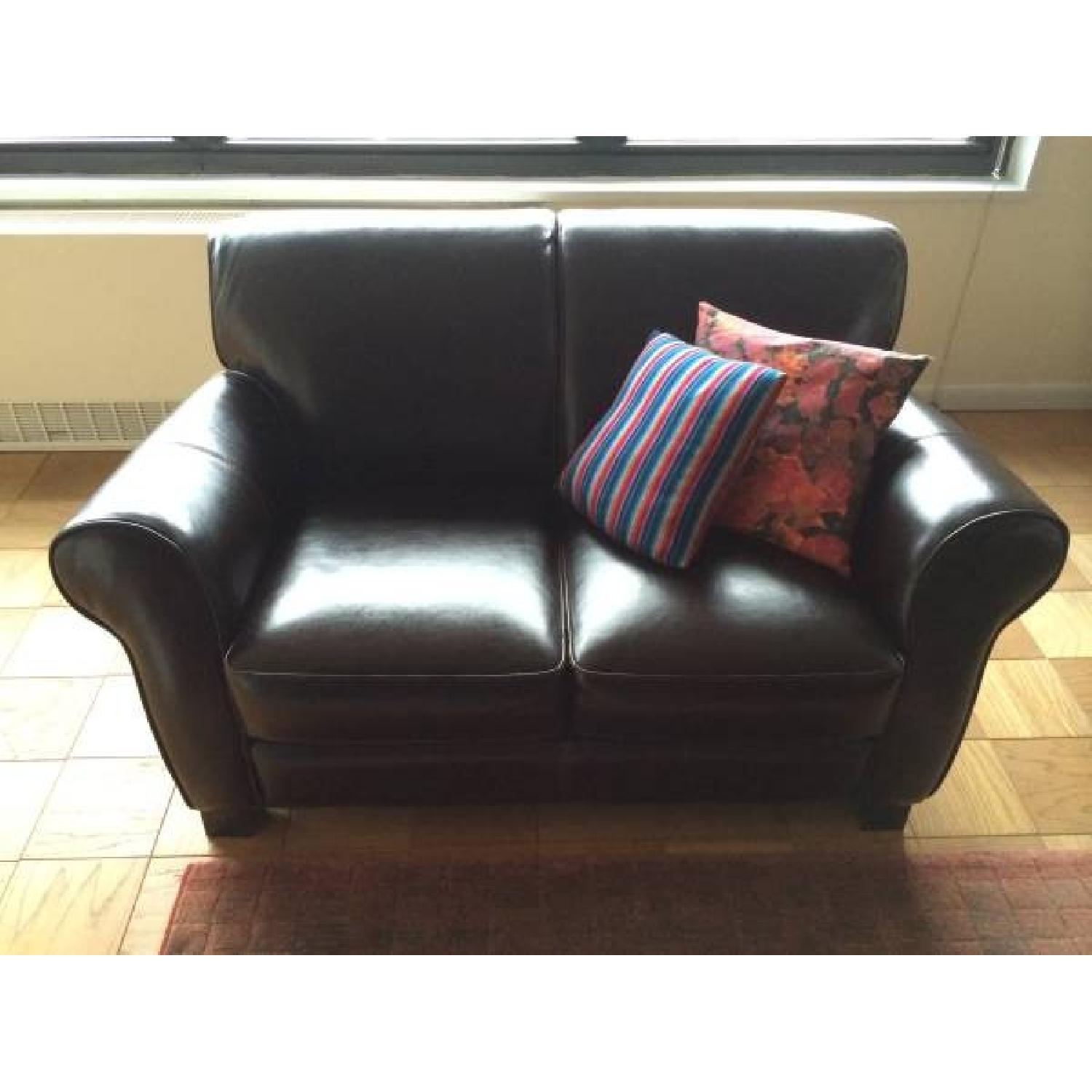 Raymour & Flanigan Dark Brown Leather Sofa + Loveseat Set - image-4