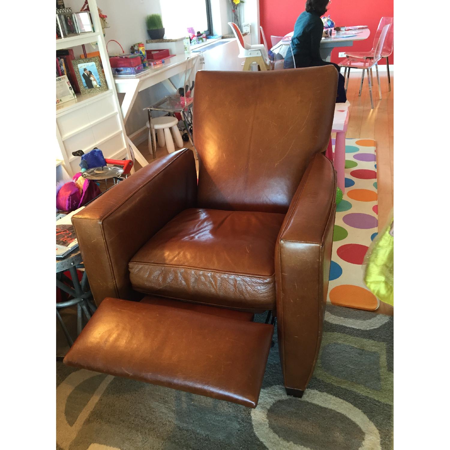 Crate & Barrel Streeter Leather Recliner AptDeco