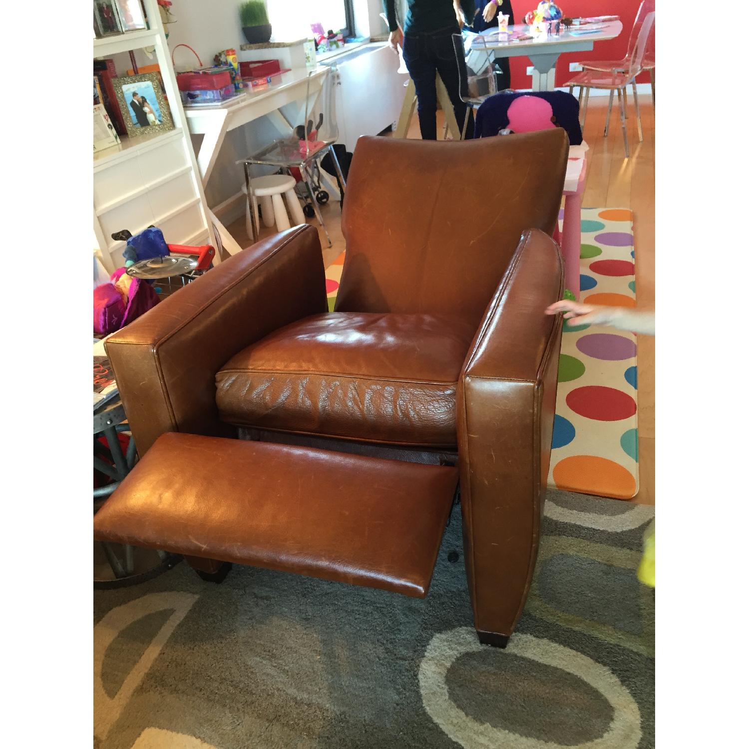 Crate & Barrel Streeter Leather Recliner AptDeco