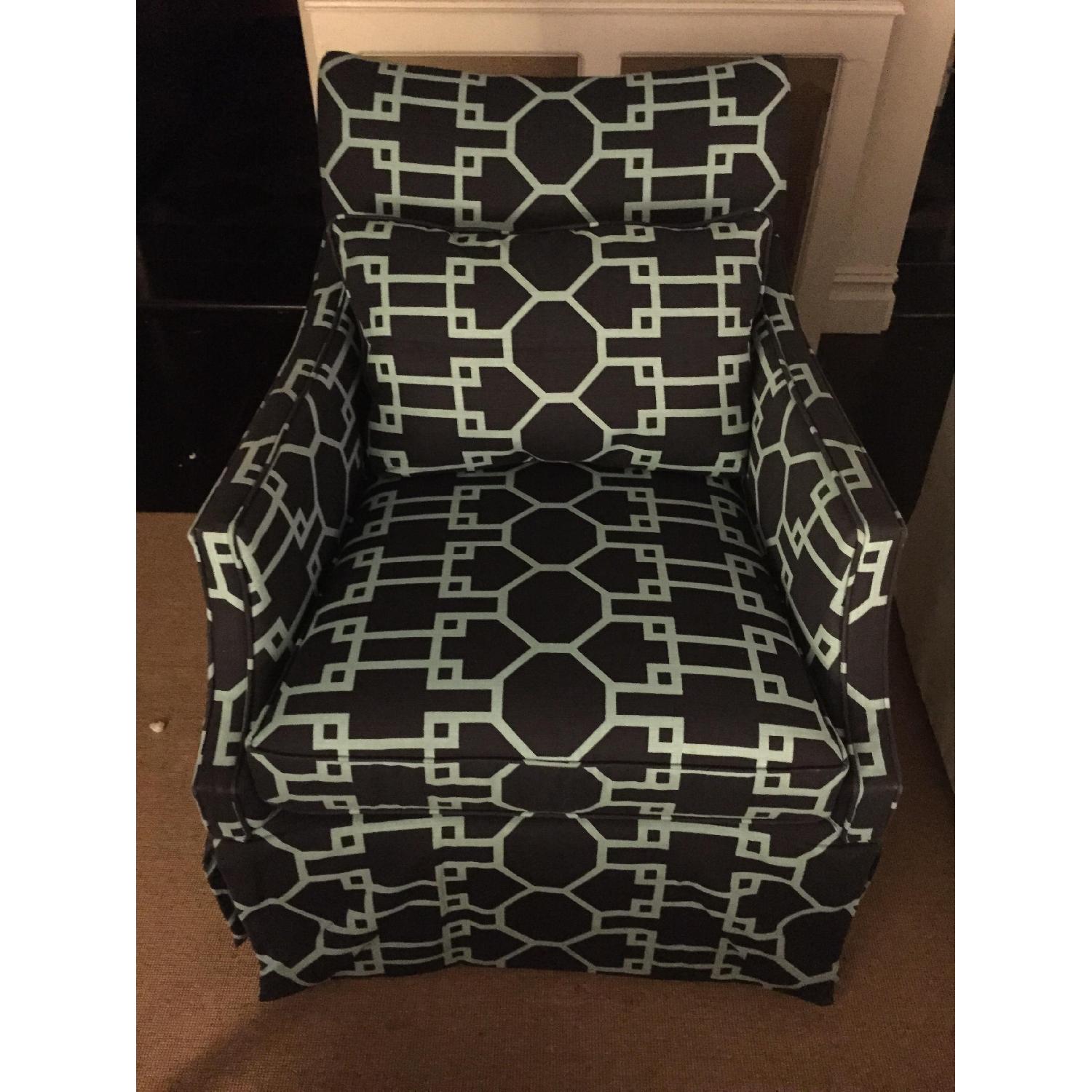Ballard Designs Larkin Club Chairs Covered with Quadrille Brighton Fabric - image-4