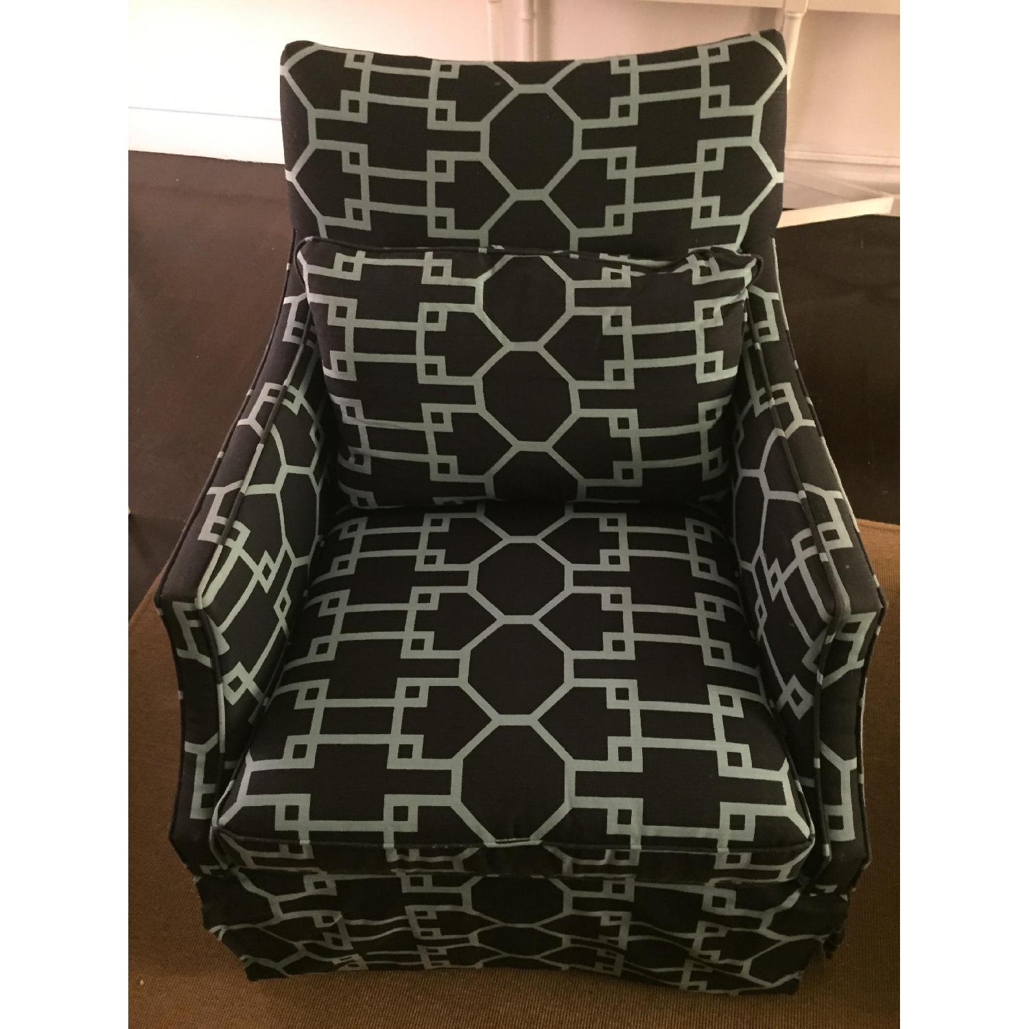 Ballard Designs Larkin Club Chairs Covered with Quadrille Brighton Fabric - image-5