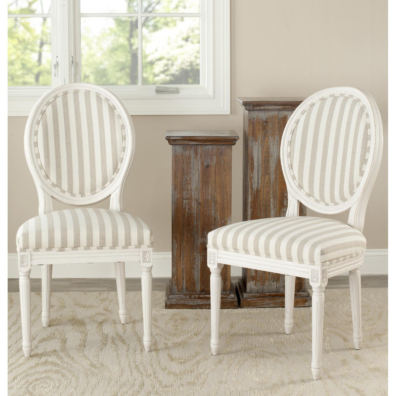 Safavieh Cream/ Tan Stripe Dining Chairs - Thumbnail 2