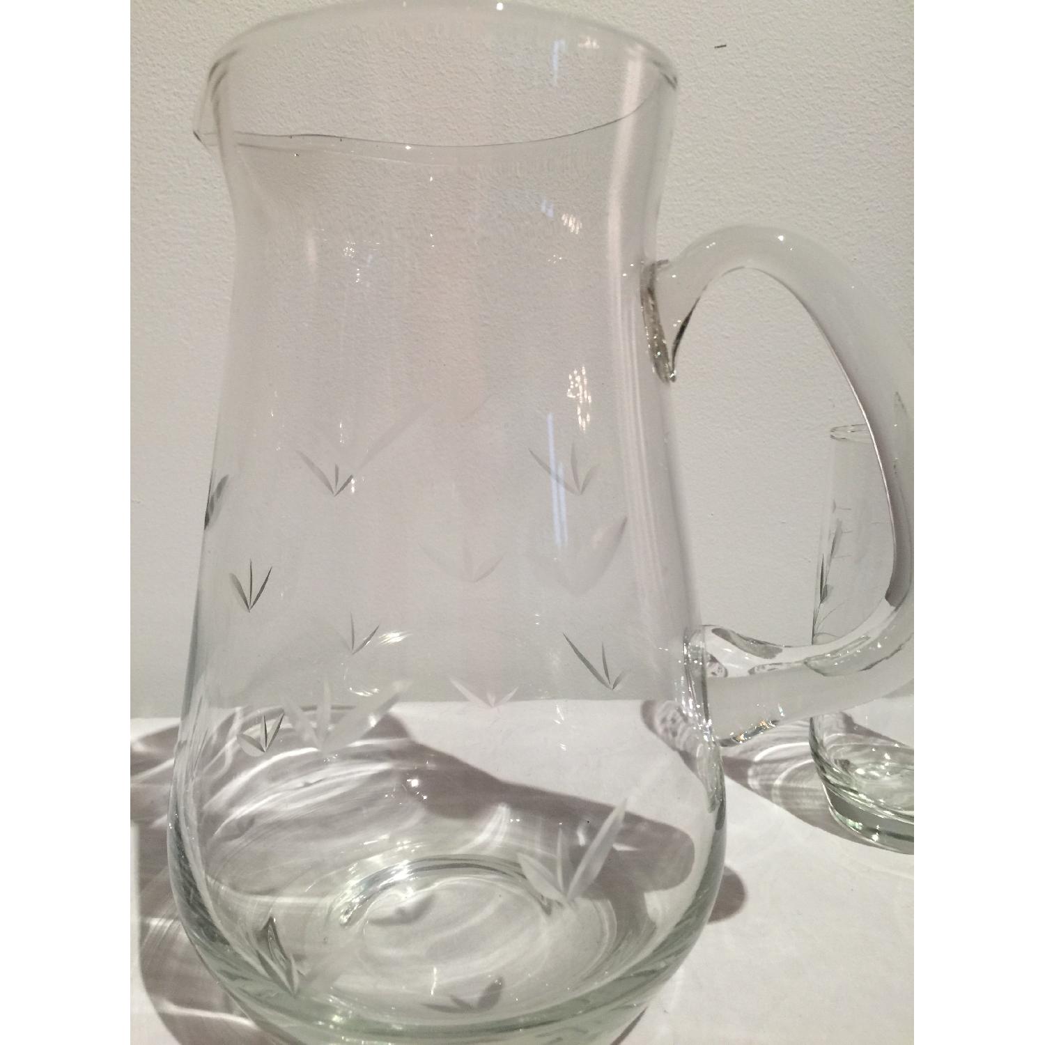 Vintage Cut Crystal Pitcher & 4 Glasses Set - image-4