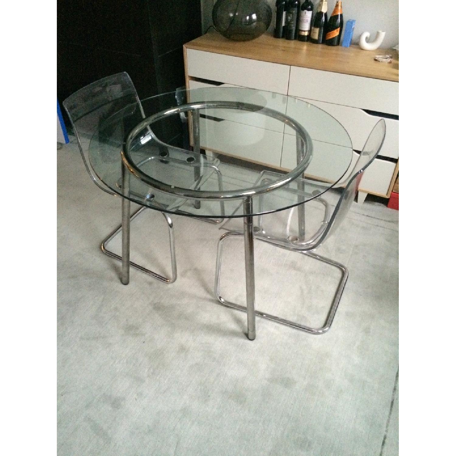Ikea Salmi Round Glass Top Table w/ 2 Tobias Chairs - image-1