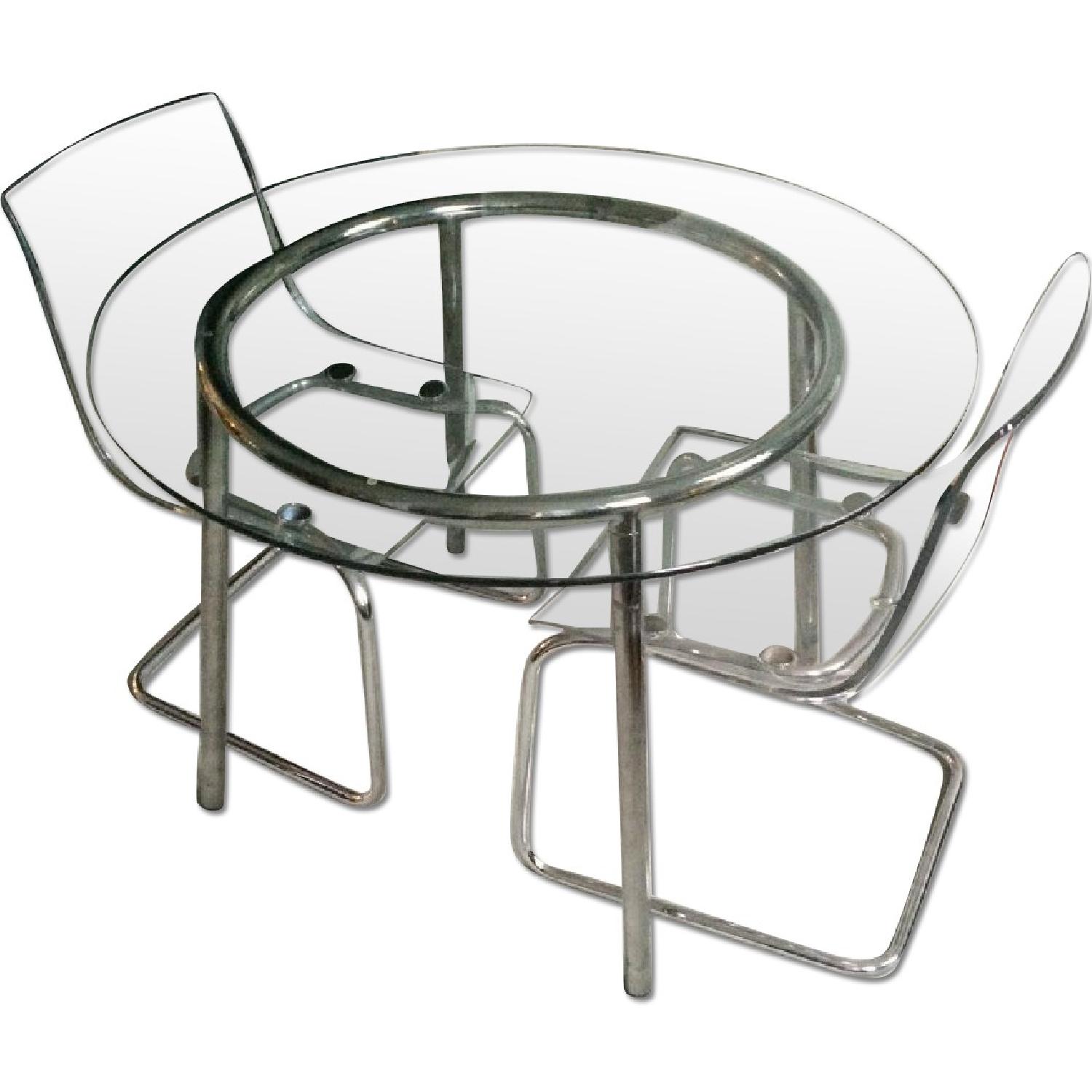 Ikea Salmi Round Glass Top Table w/ 2 Tobias Chairs