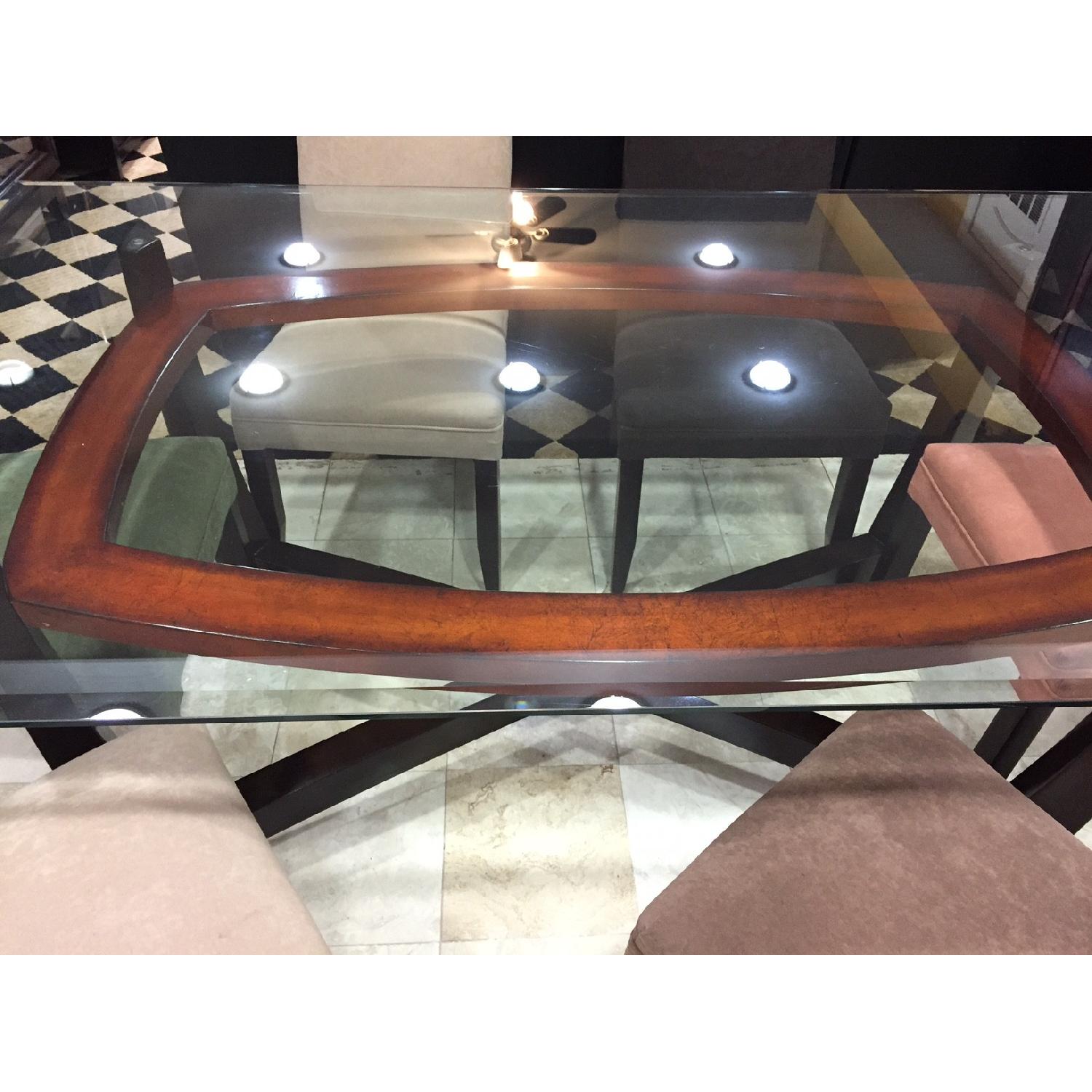 Glass Top Dining Table w/ 6 Microseude Chairs - image-4