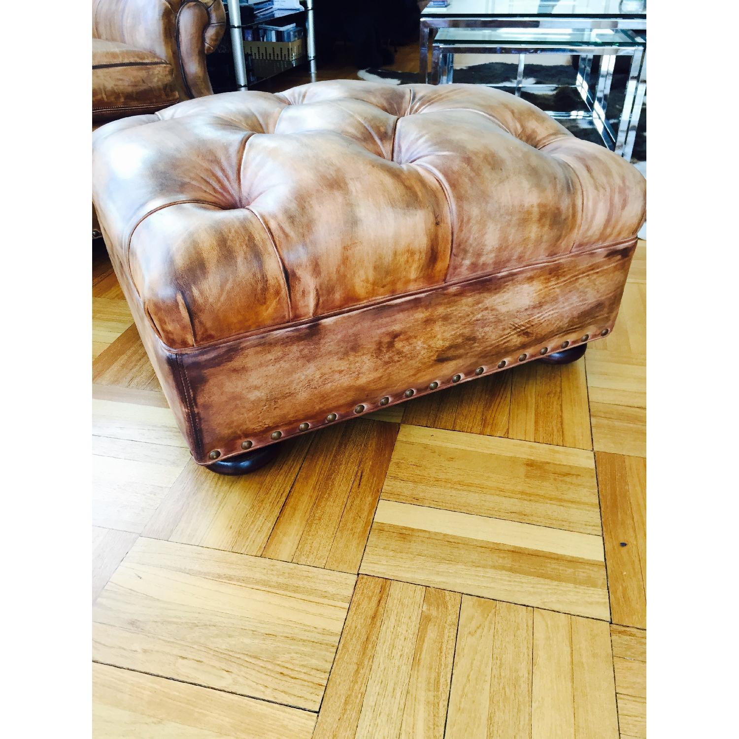 Baker Furniture Leather Ottomon w/ Nailhead Trimming - image-1