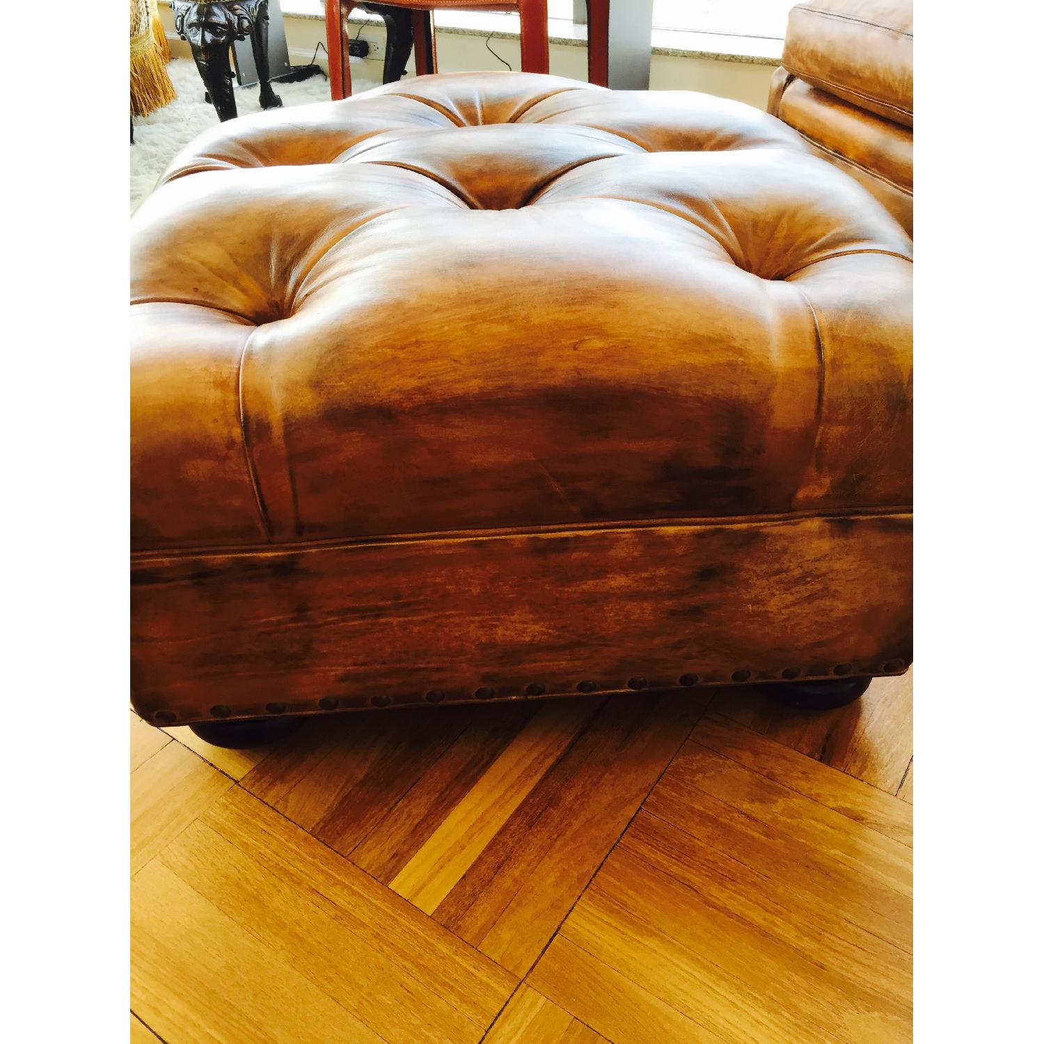 Baker Furniture Leather Ottomon w/ Nailhead Trimming - image-3