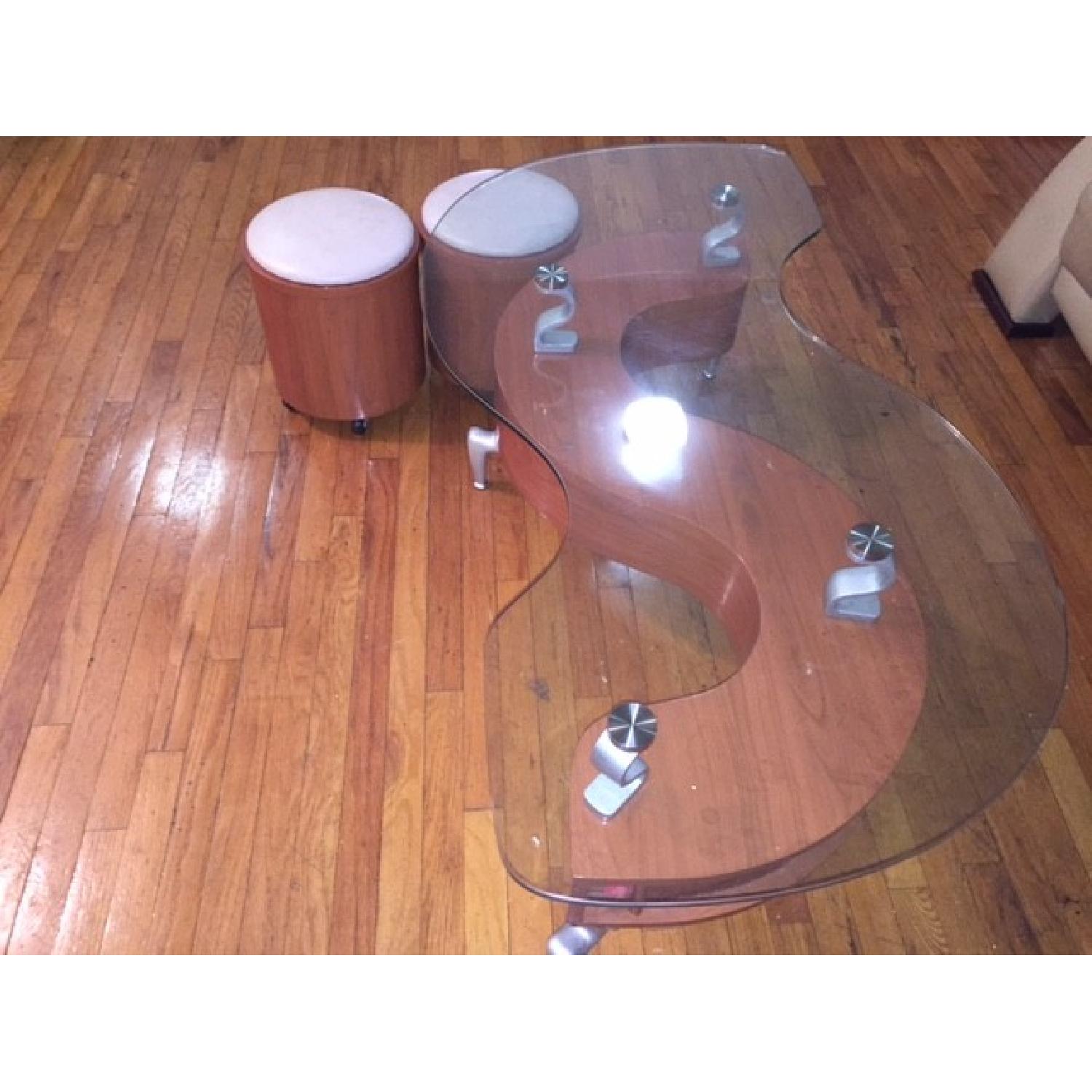 Global- S Shaped Coffee Table w/ 2 Stools - image-3