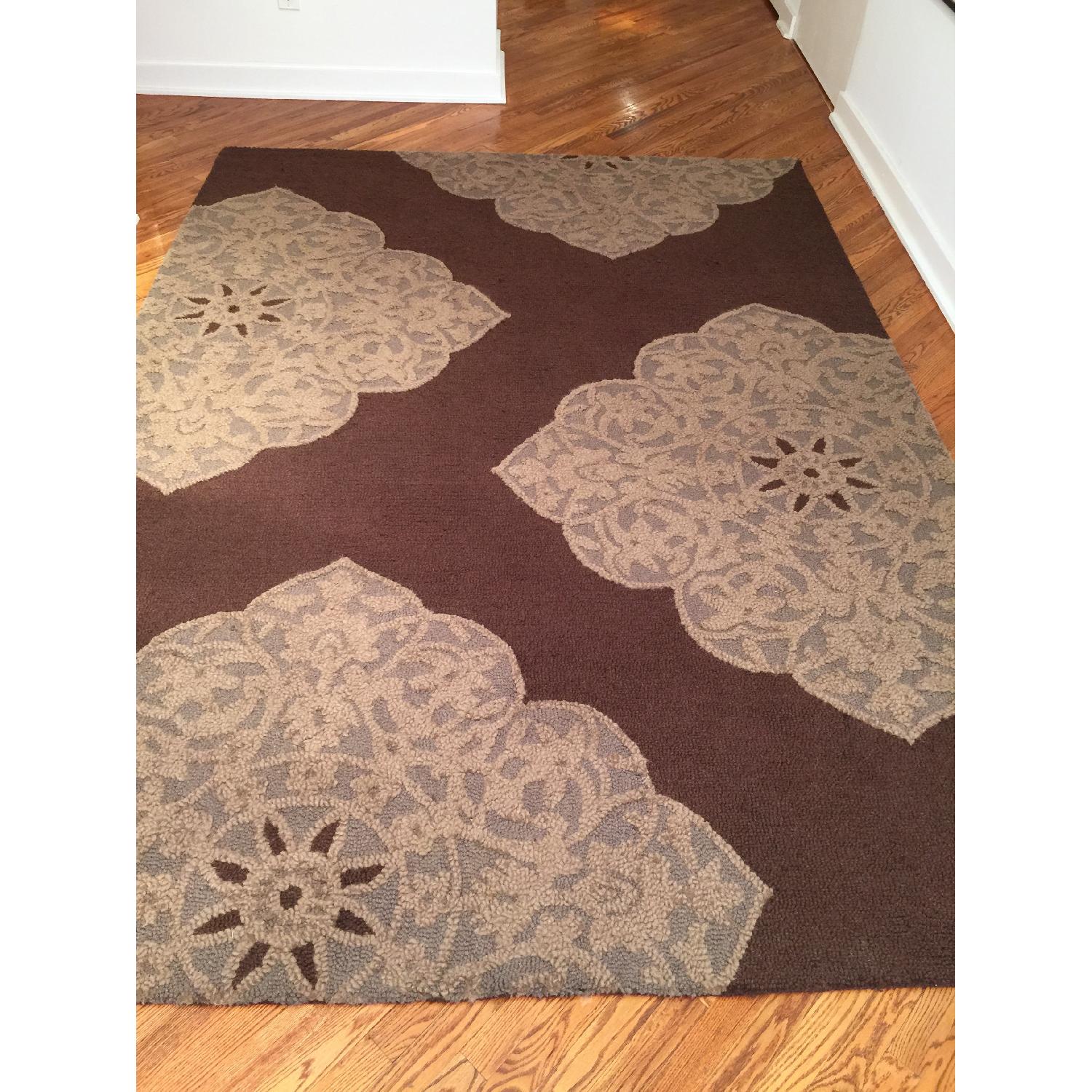 Brown Hued Medallion Wool Area Rug - image-1