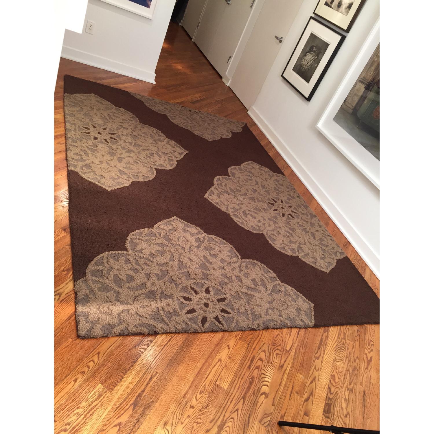 Brown Hued Medallion Wool Area Rug - image-2