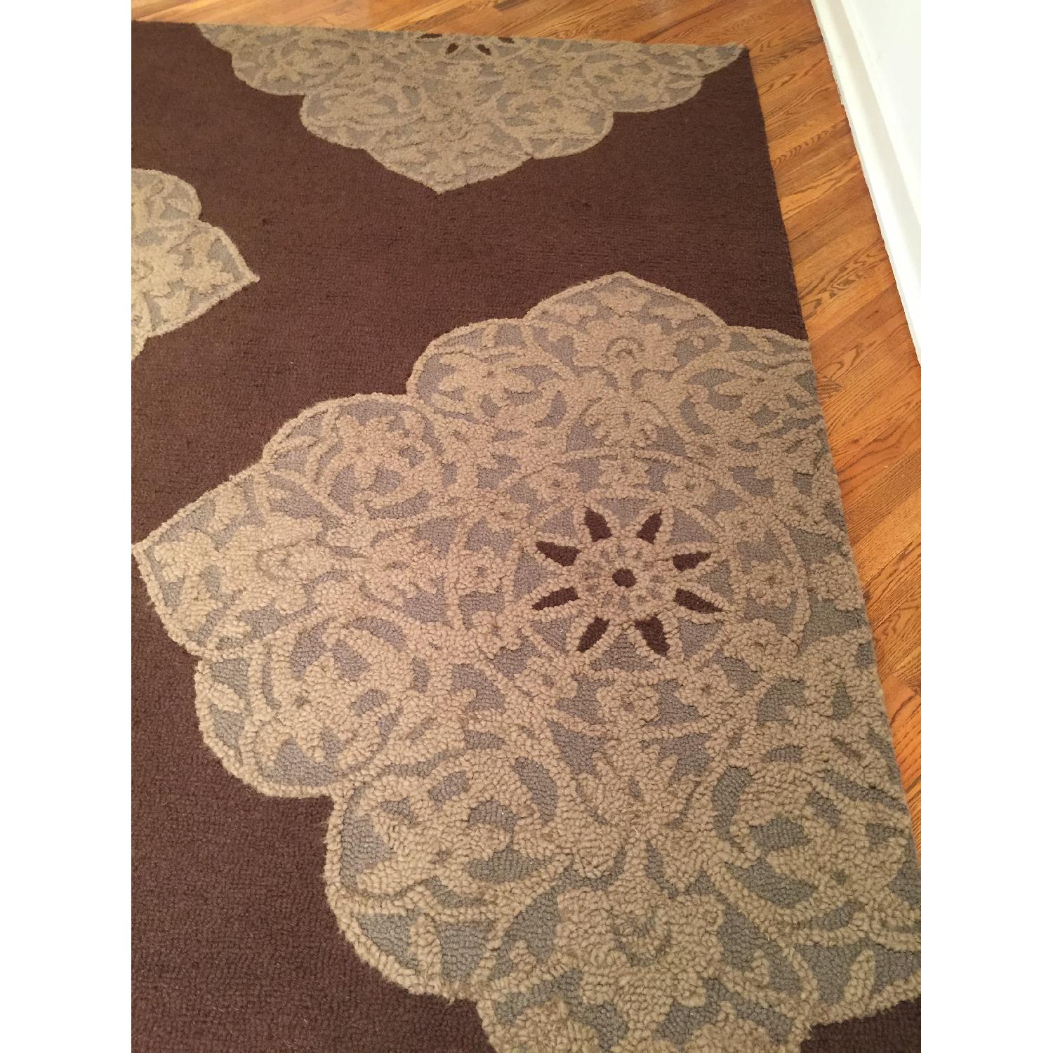 Brown Hued Medallion Wool Area Rug - image-3