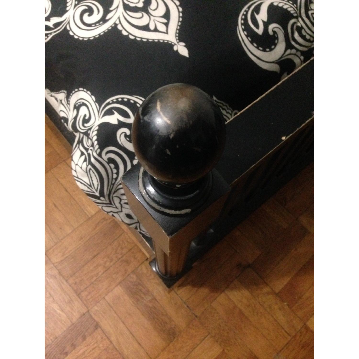 Black Wood Full Size Headboard, Rails & Footboard - image-2
