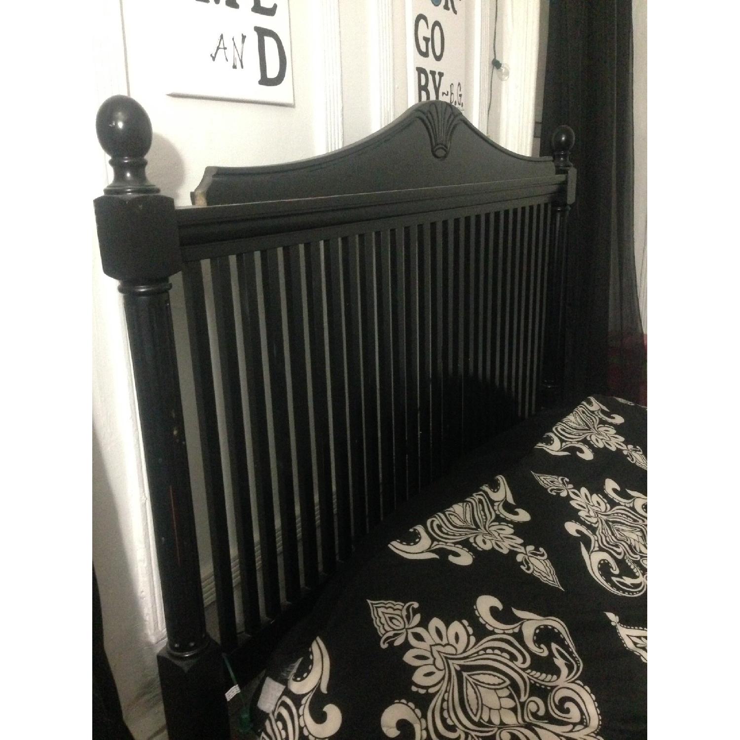 Black Wood Full Size Headboard, Rails & Footboard - image-3