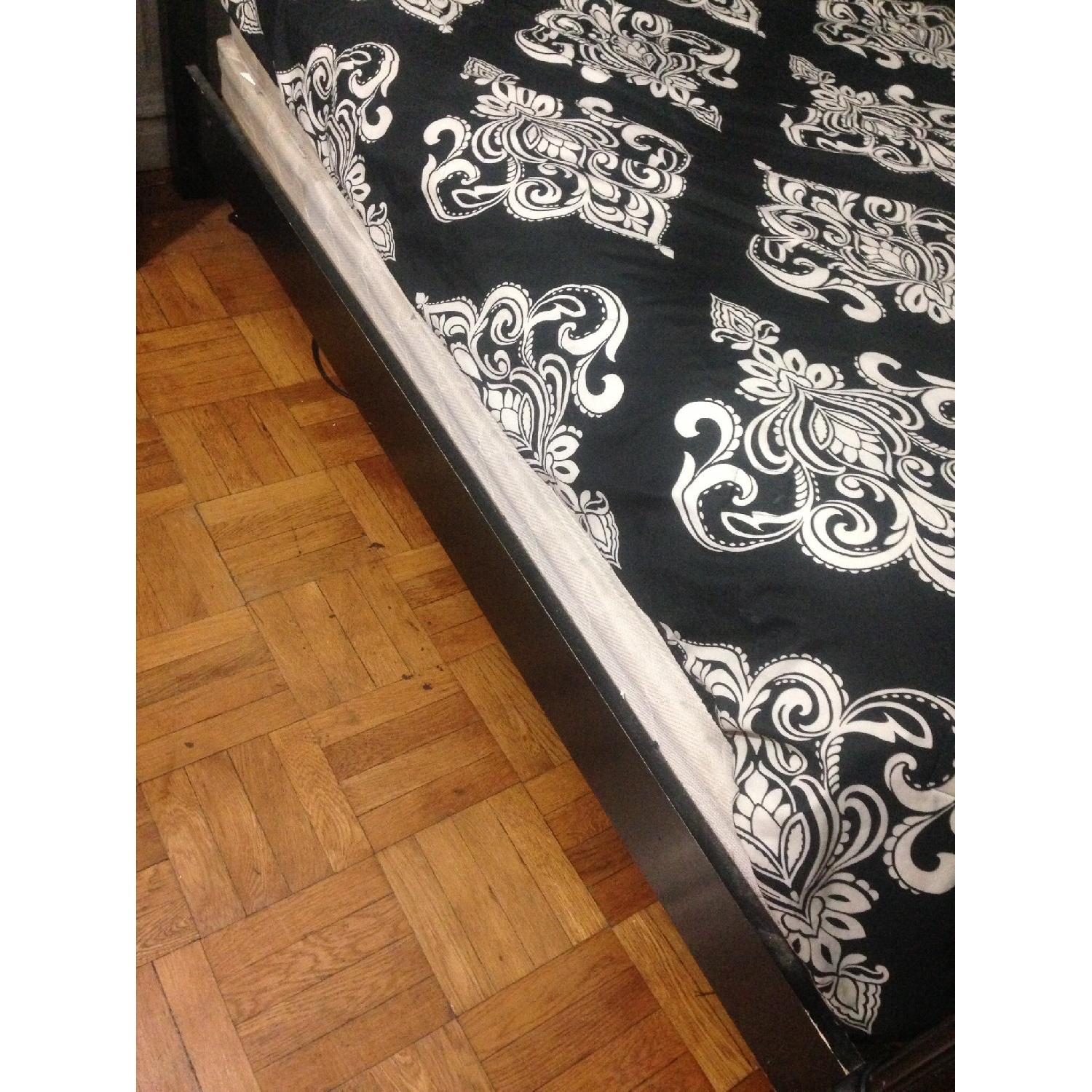 Black Wood Full Size Headboard, Rails & Footboard - image-4