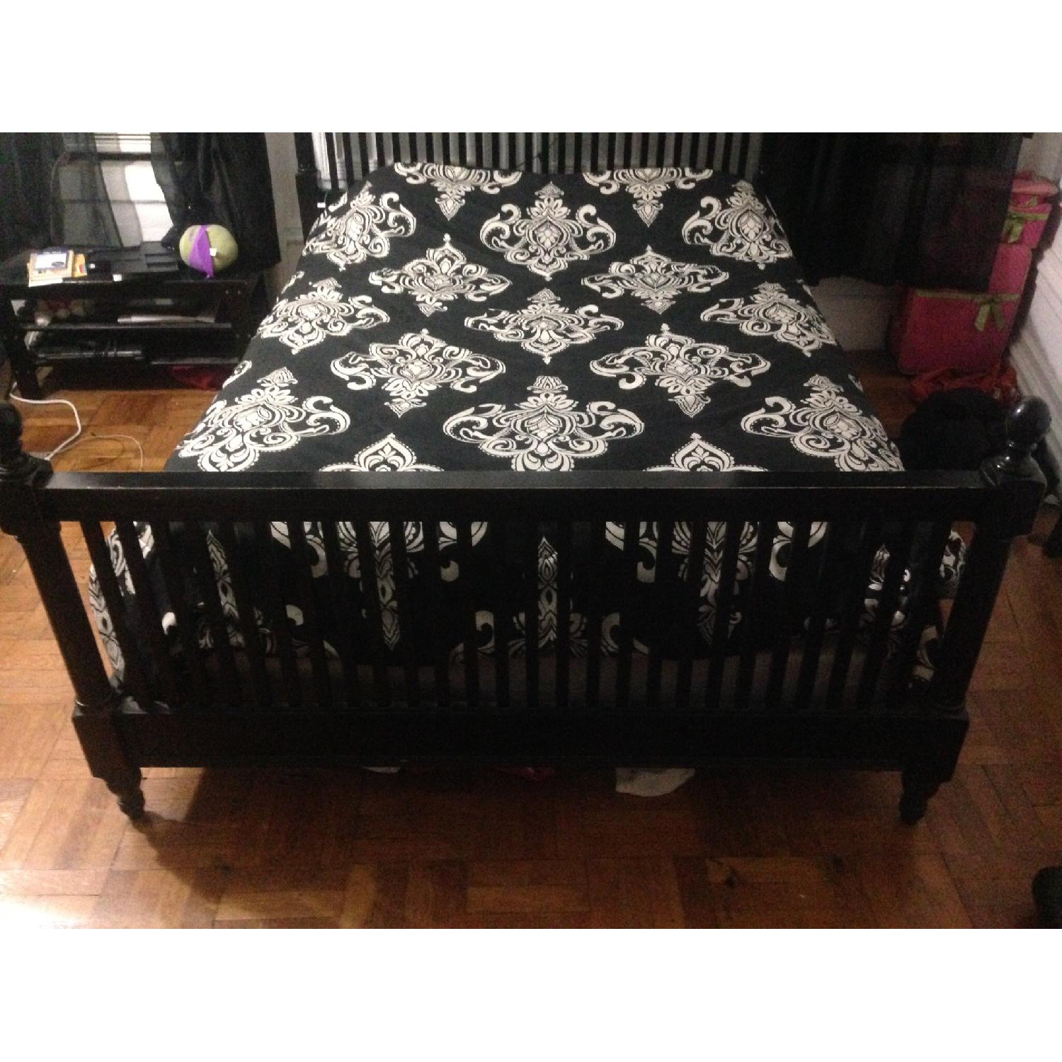 Black Wood Full Size Headboard, Rails & Footboard - image-5
