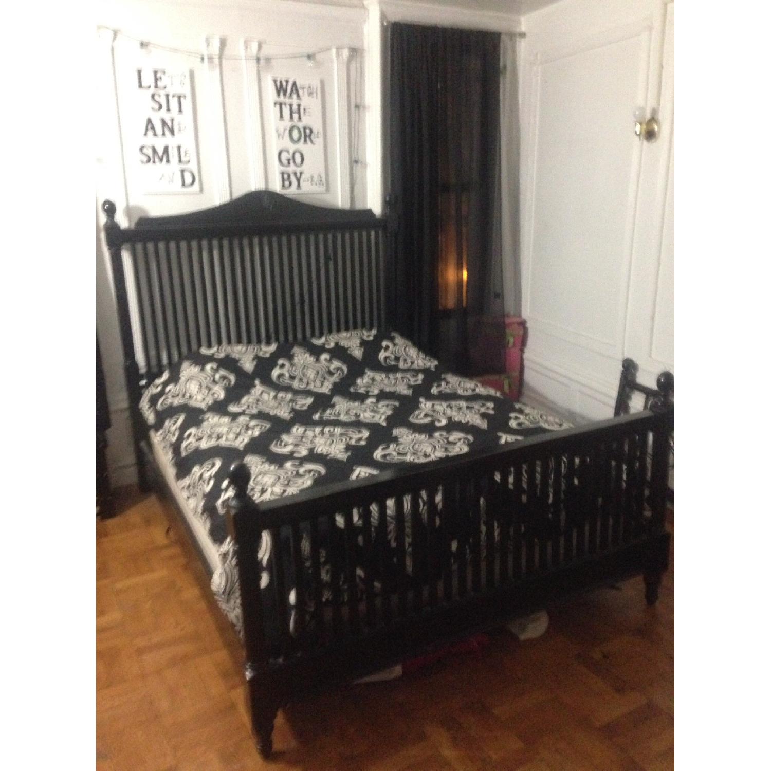 Black Wood Full Size Headboard, Rails & Footboard - image-6