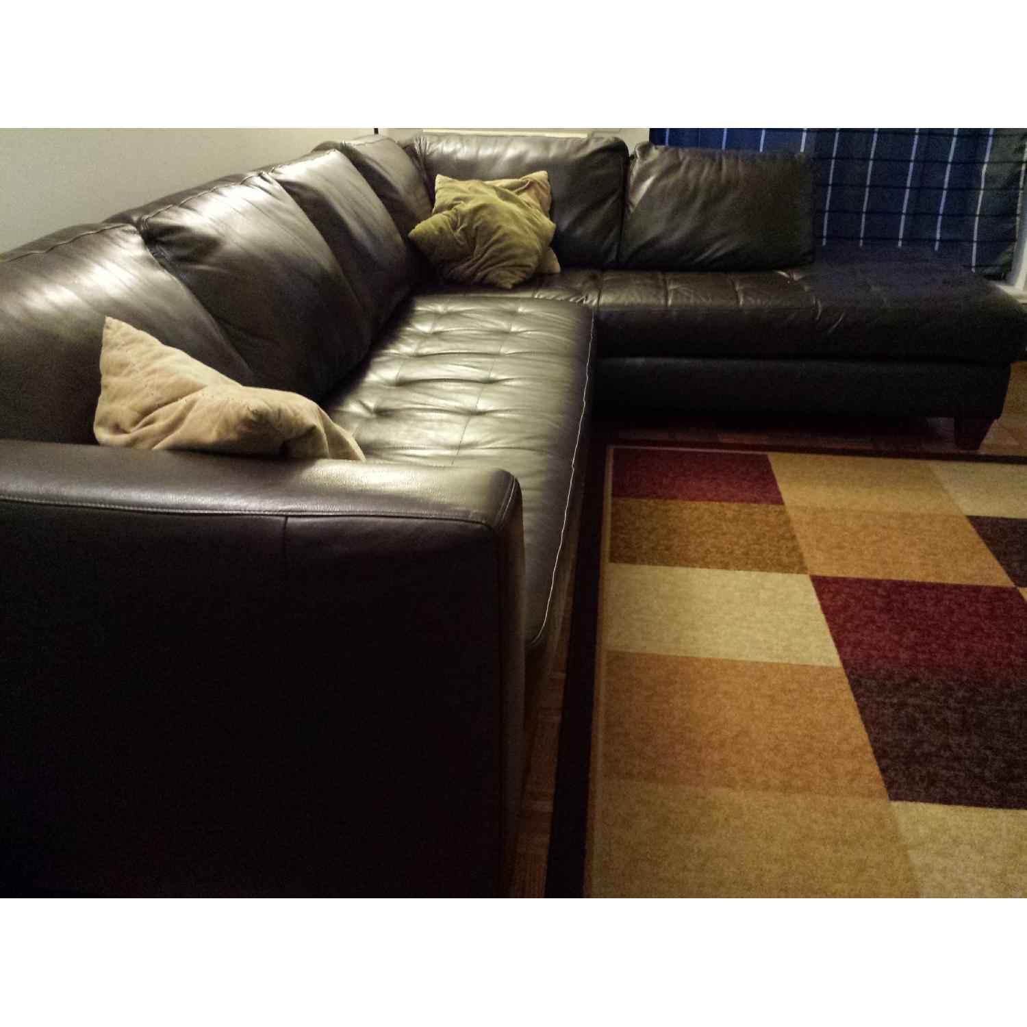 Macy's Milano Chocolate Brown Leather Sectional - image-1