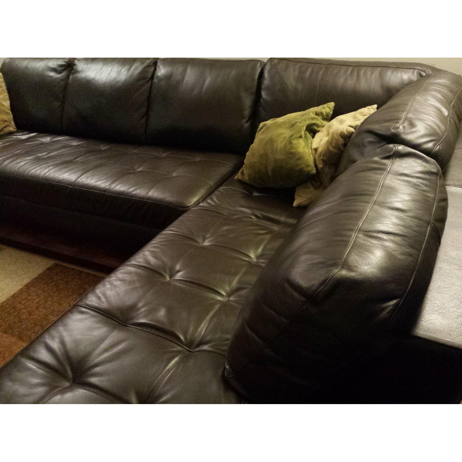 Macy's Milano Chocolate Brown Leather Sectional - image-2