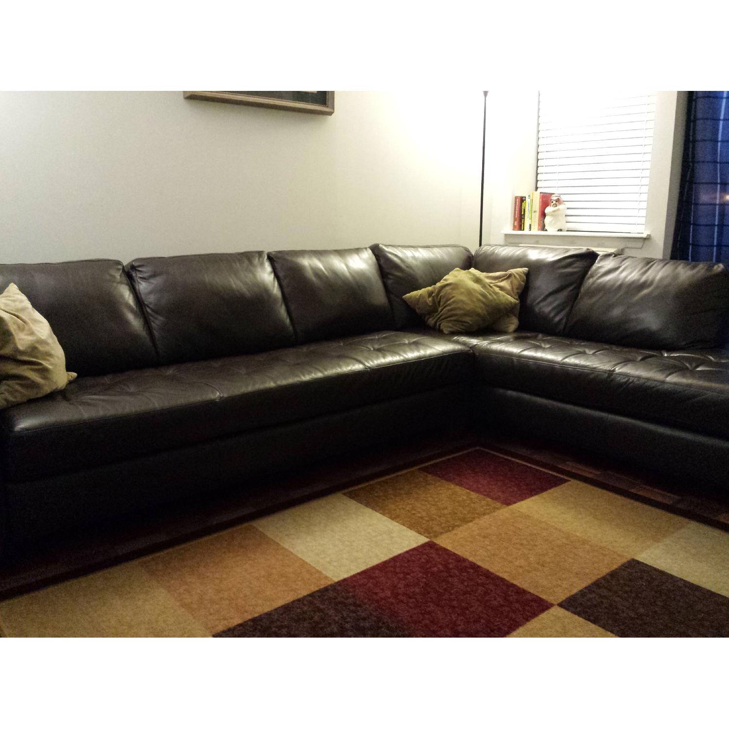 Macy's Milano Chocolate Brown Leather Sectional - image-3