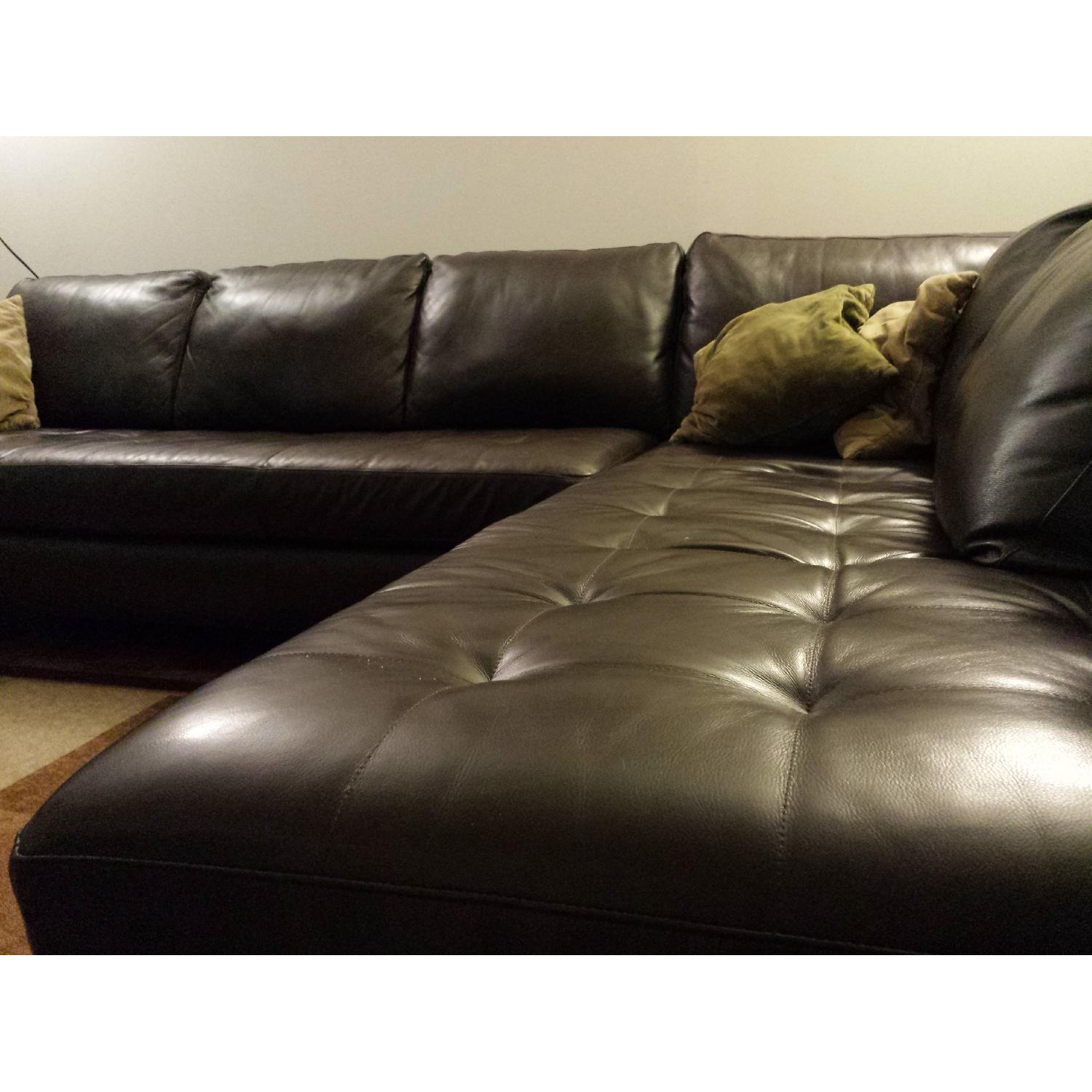 Macy's Milano Chocolate Brown Leather Sectional - image-4
