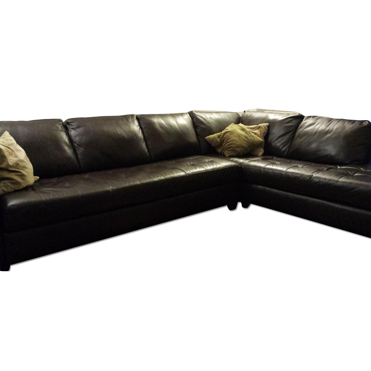 Macy's Milano Chocolate Brown Leather Sectional AptDeco