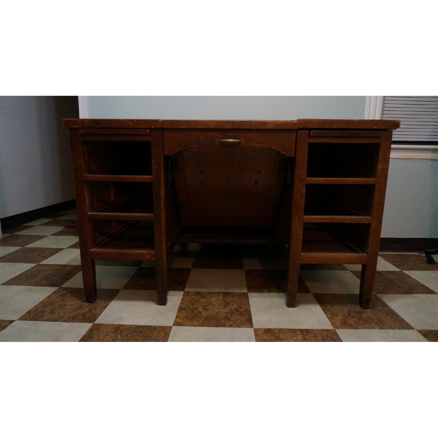 Vintage Wood School Teachers Desk - image-1