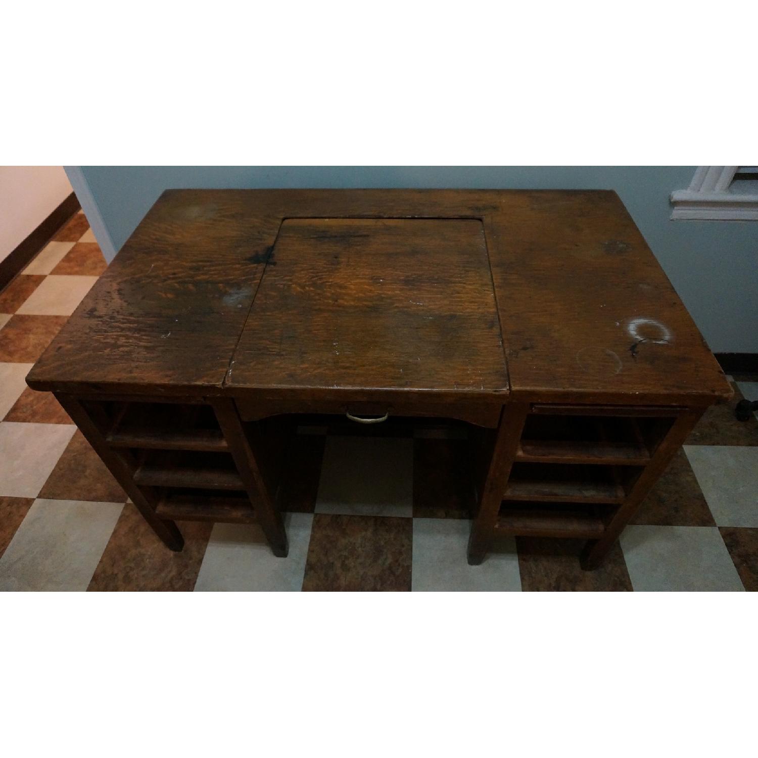 Vintage Wood School Teachers Desk - image-3