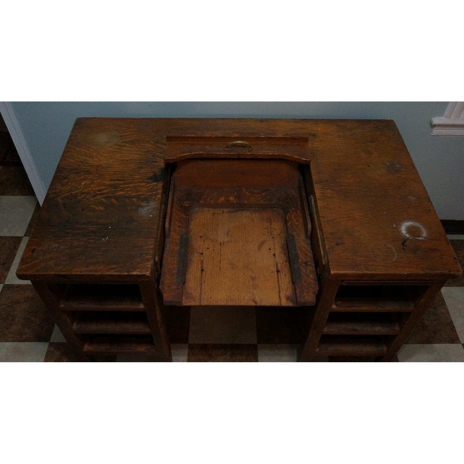 Vintage Wood School Teachers Desk - image-5