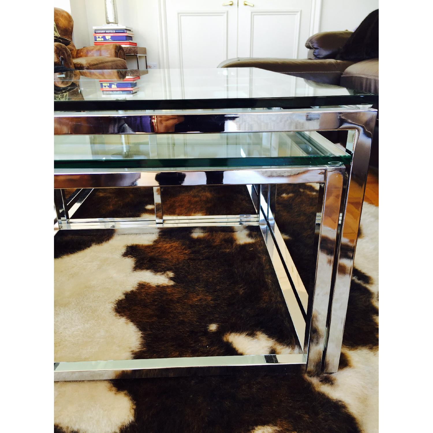 Harrods of London Glass Chrome Coffee Table with Nest - image-2