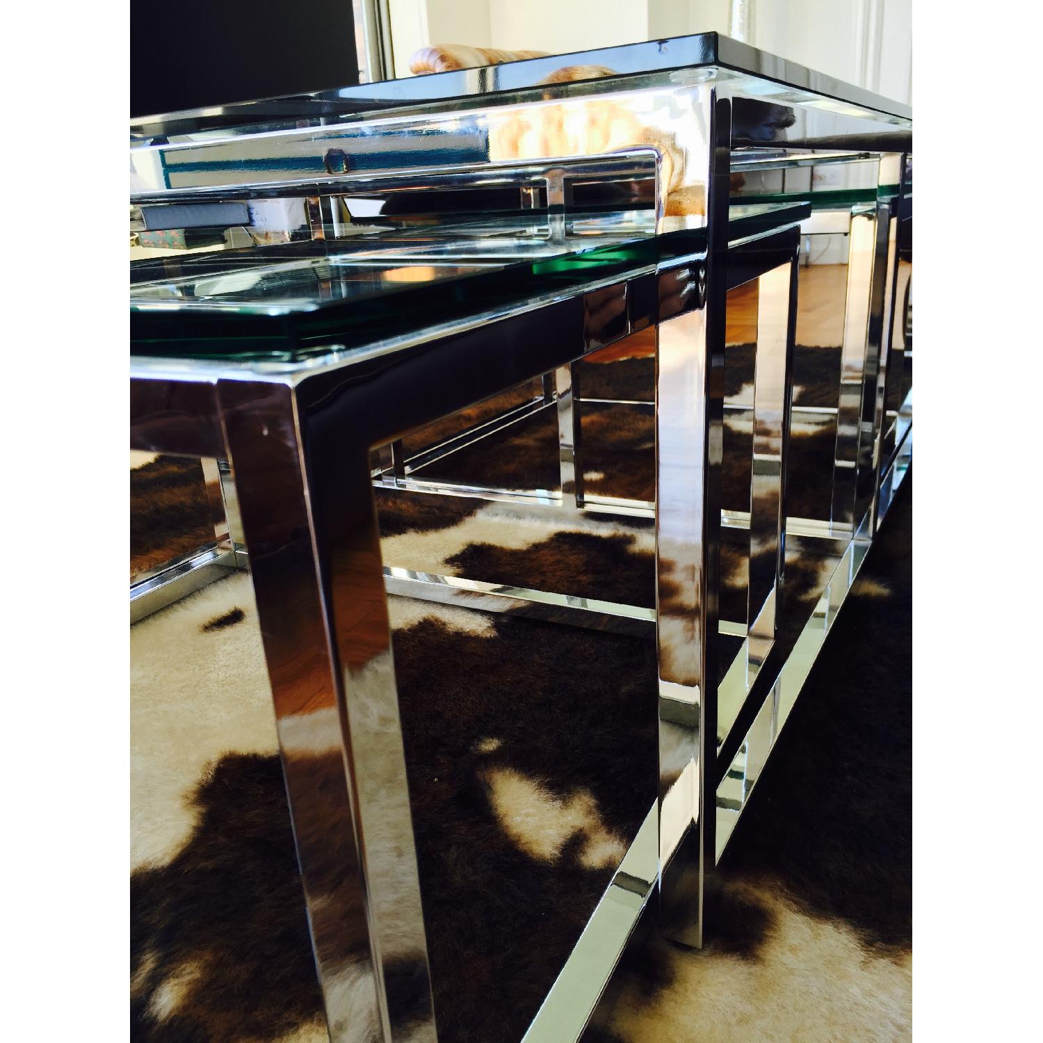 Harrods of London Glass Chrome Coffee Table with Nest - image-3