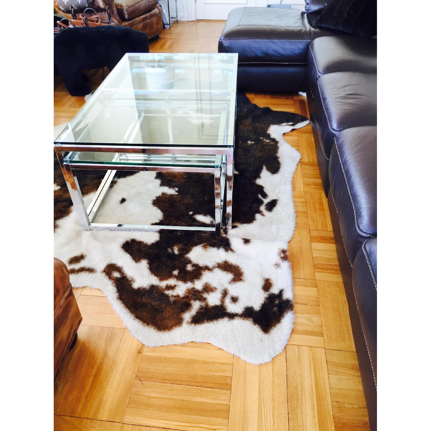 Harrods of London Glass Chrome Coffee Table with Nest - image-5