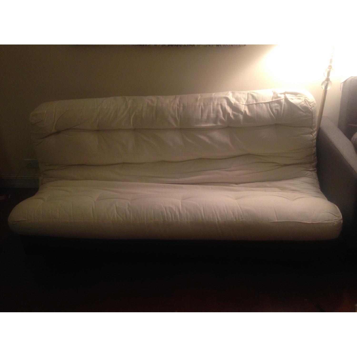 West Elm Chocolate Wood Futon Frame w/ Full Sized Futon - image-3
