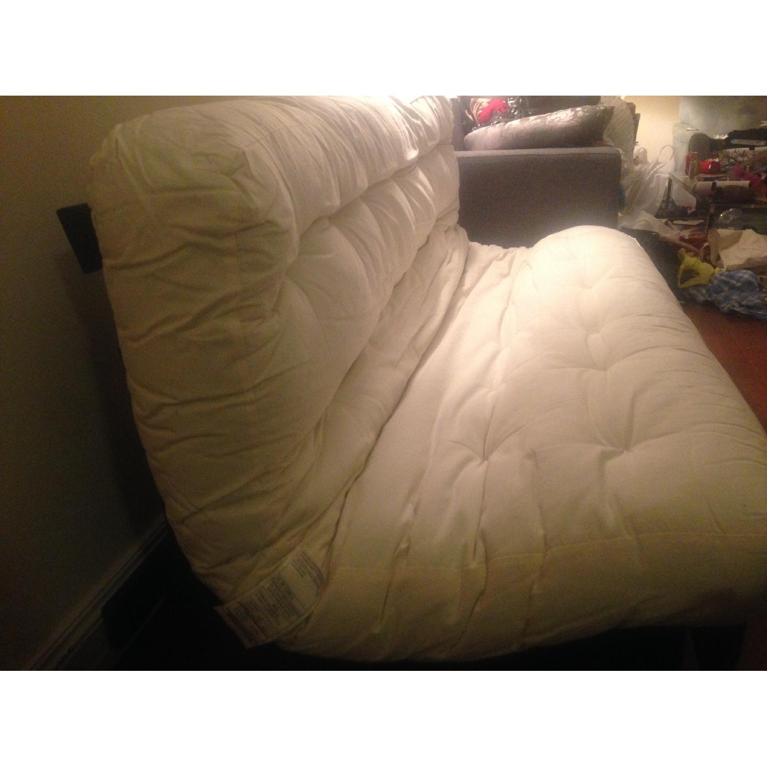 West Elm Chocolate Wood Futon Frame w/ Full Sized Futon - image-4