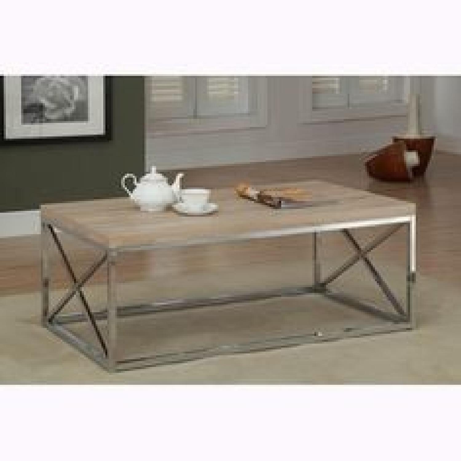 Natural and Chrome Cocktail Table - image-1