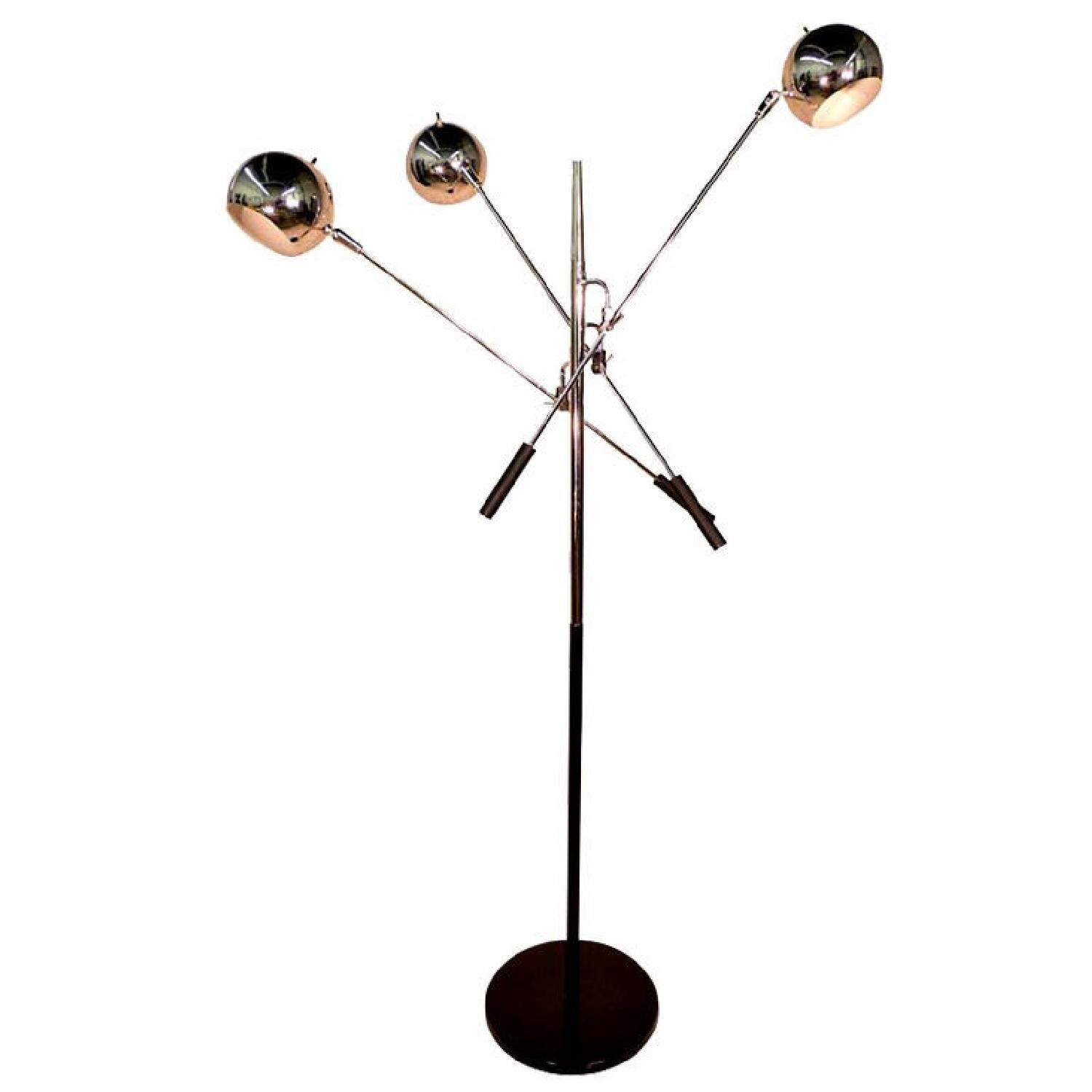Lightolier 3-Arm Chrome Ball Floor Lamp
