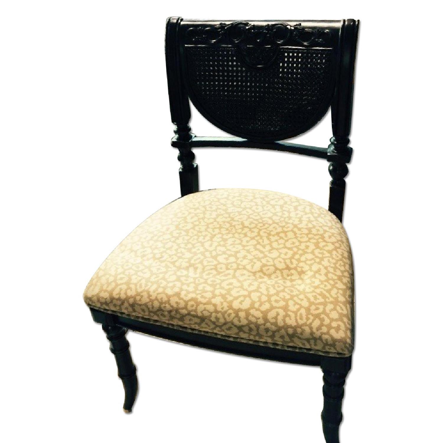 Glass & Black Wood Table w/ 4 Custom Upholstered Chairs - image-4