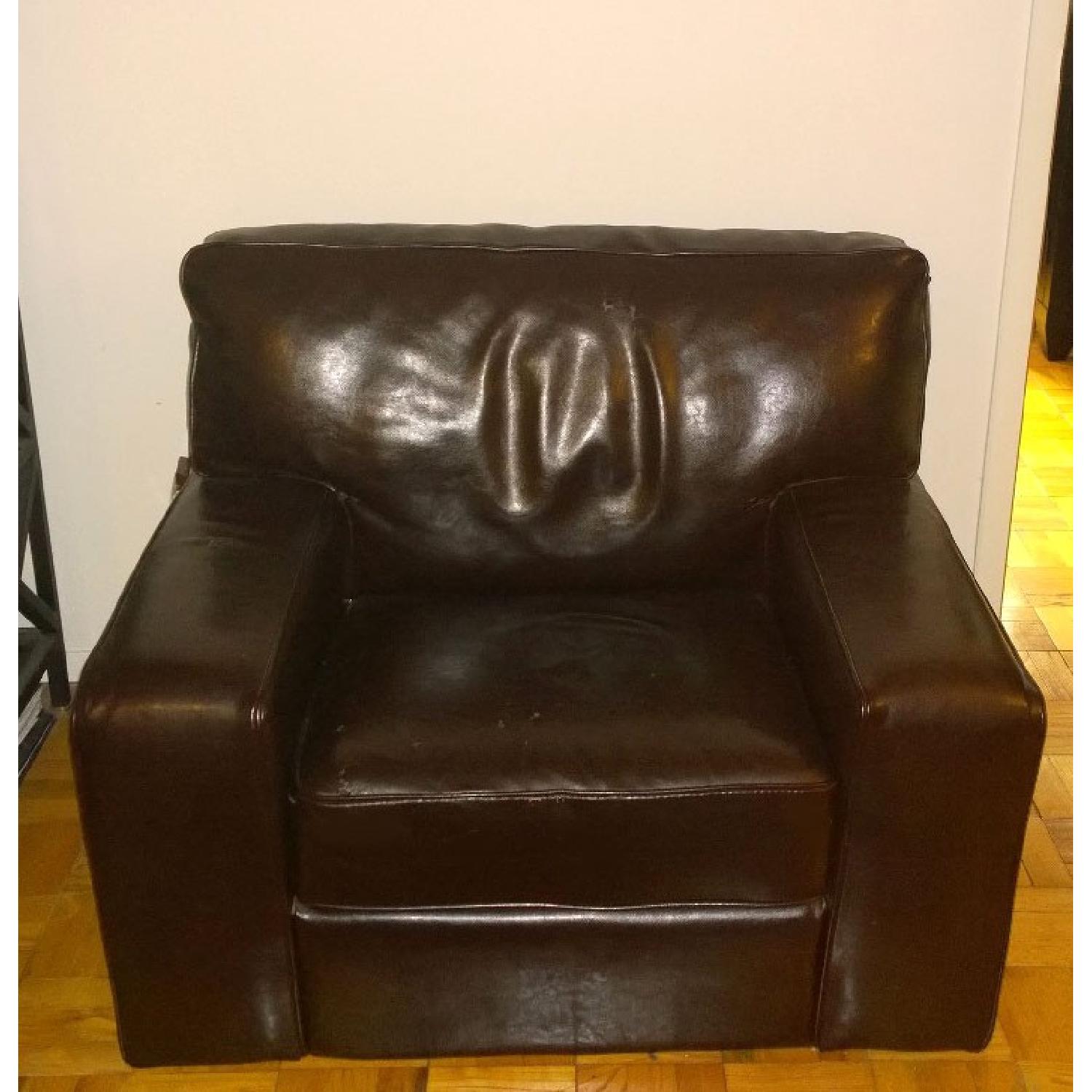 Z Gallerie Classic Brown Leather Chair - image-3